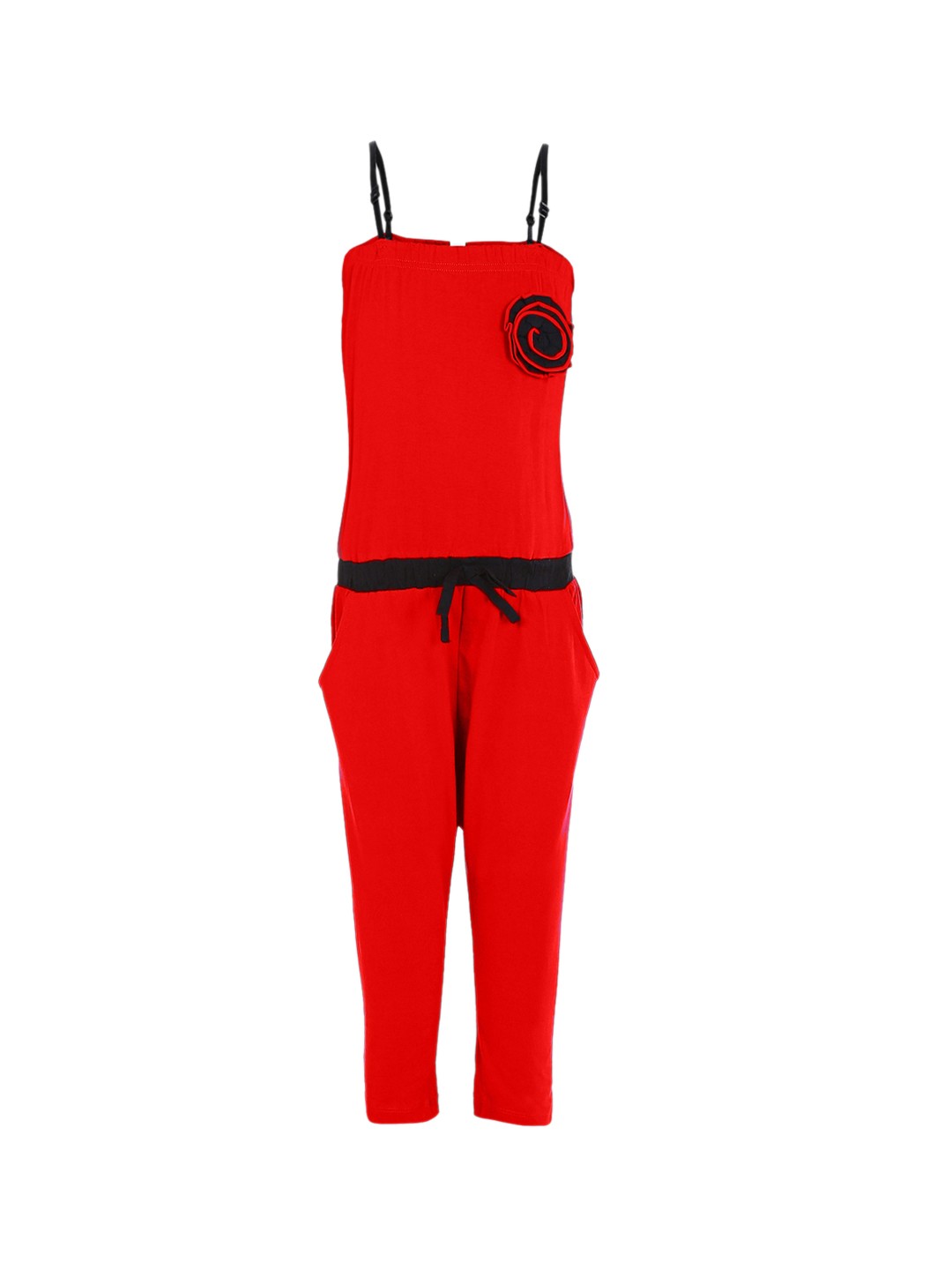 

Naughty Ninos Girls Red & Black Solid Basic Jumpsuit