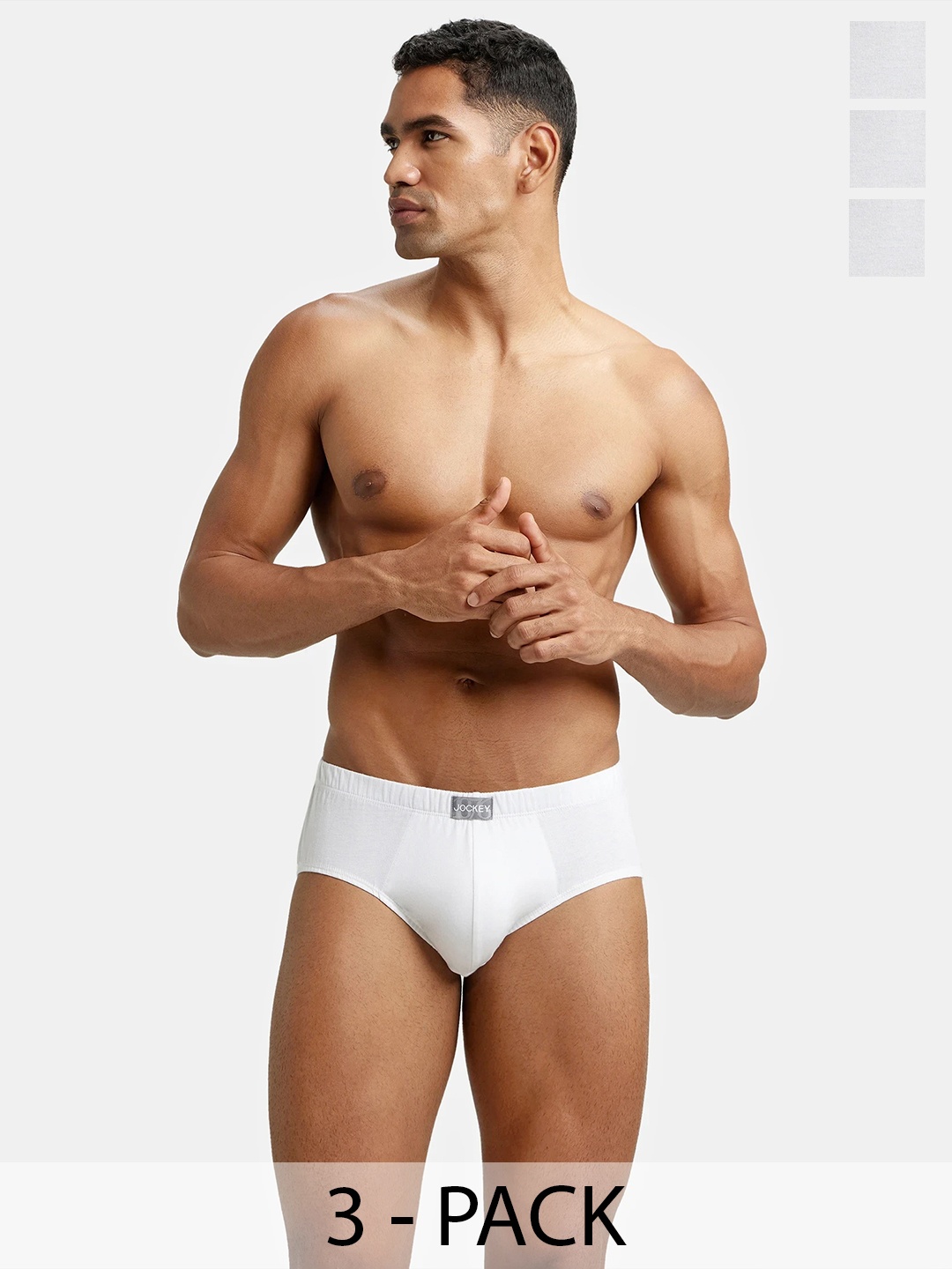 

Jockey Pack of 3 Super Combed Cotton Solid Brief with Ultrasoft Concealed Waistband-8035, White