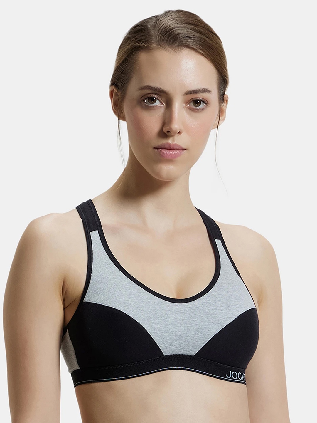 

Jockey Grey Melange & Black Active Sports Bra 1378-0105