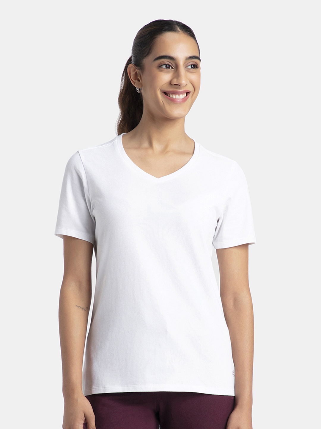 

Jockey Solid Super Combed Cotton Stretch Regular Fit Tshirt-1359, White