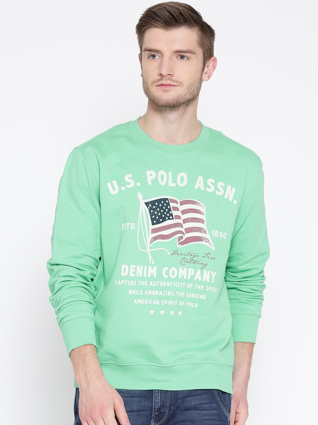 

U.S. Polo Assn. Men Green Printed Sweatshirt