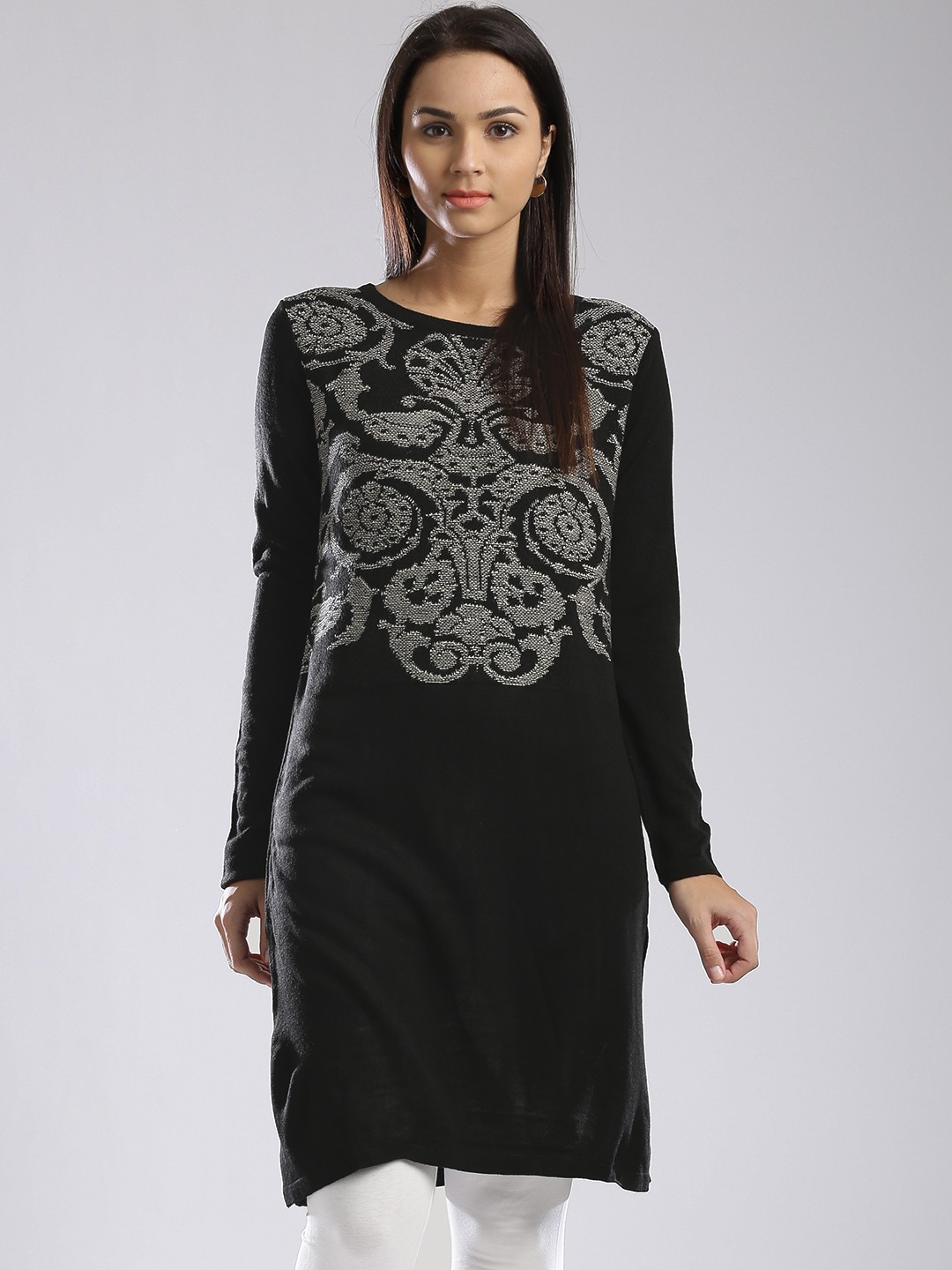 

W Women Black Winter Kurta