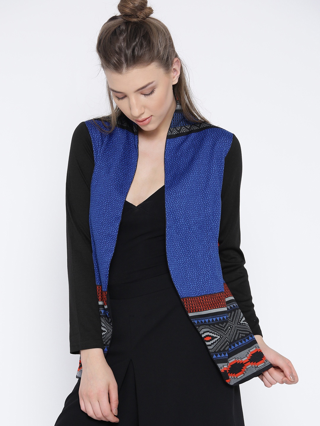 

Global Desi Multicoloured Printed Fusion Shrug, Multi