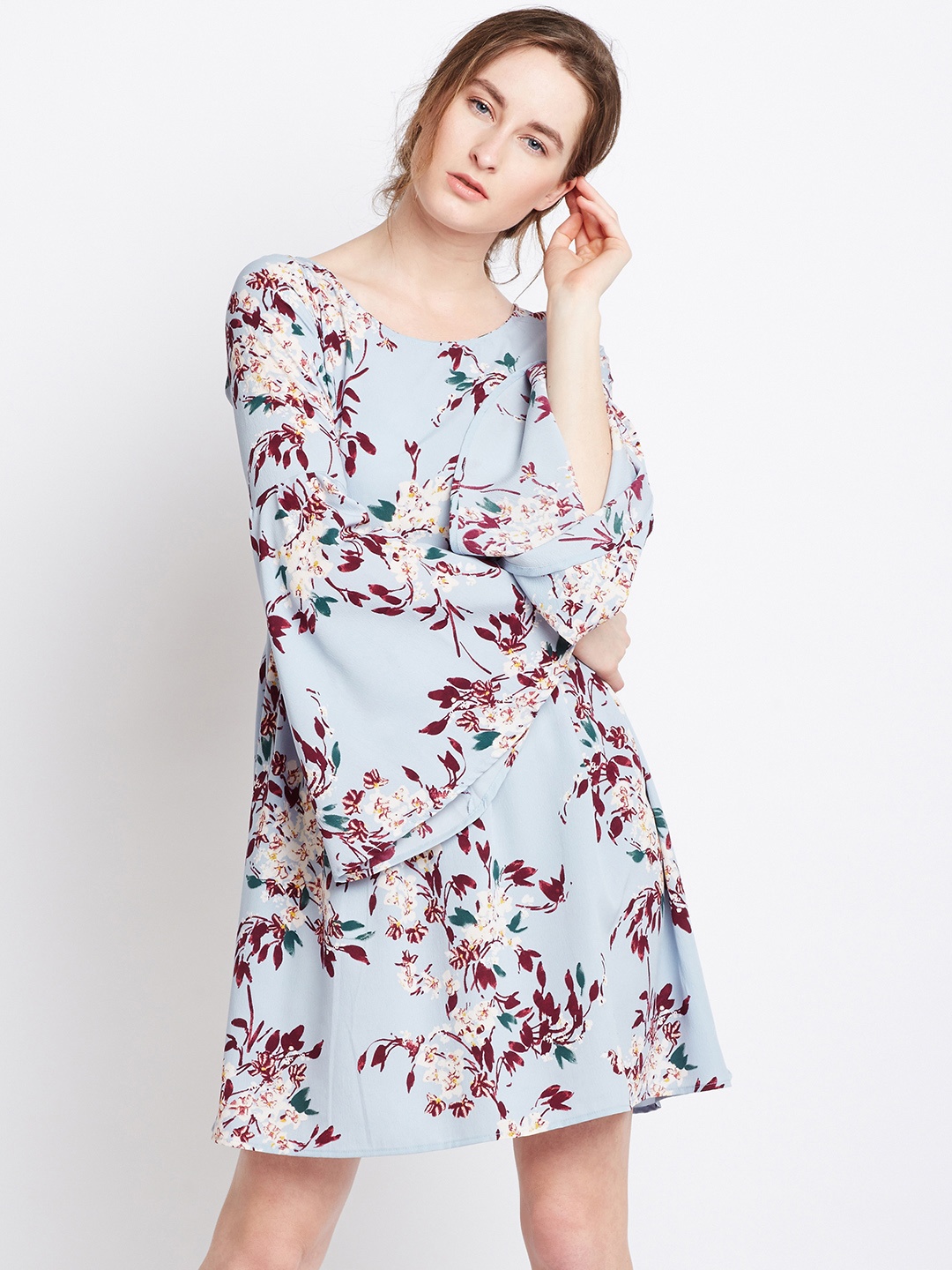 

Berrylush Women Blue Printed A-Line Dress
