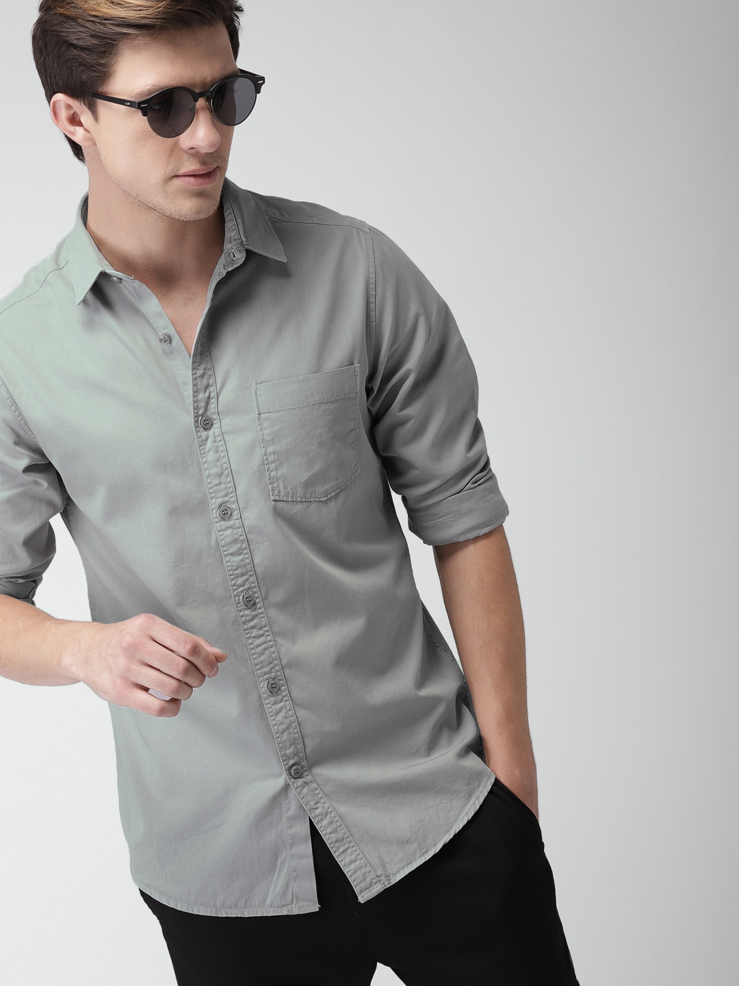 

Mast & Harbour Men Grey Slim Fit Casual Shirt