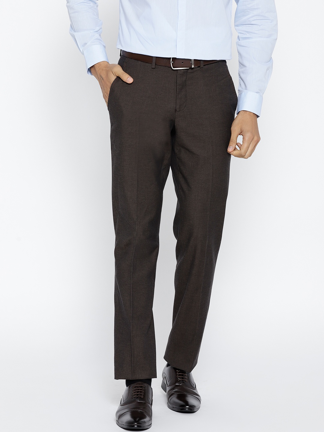 

Blackberrys Men Brown Sharp Fit Formal Trousers