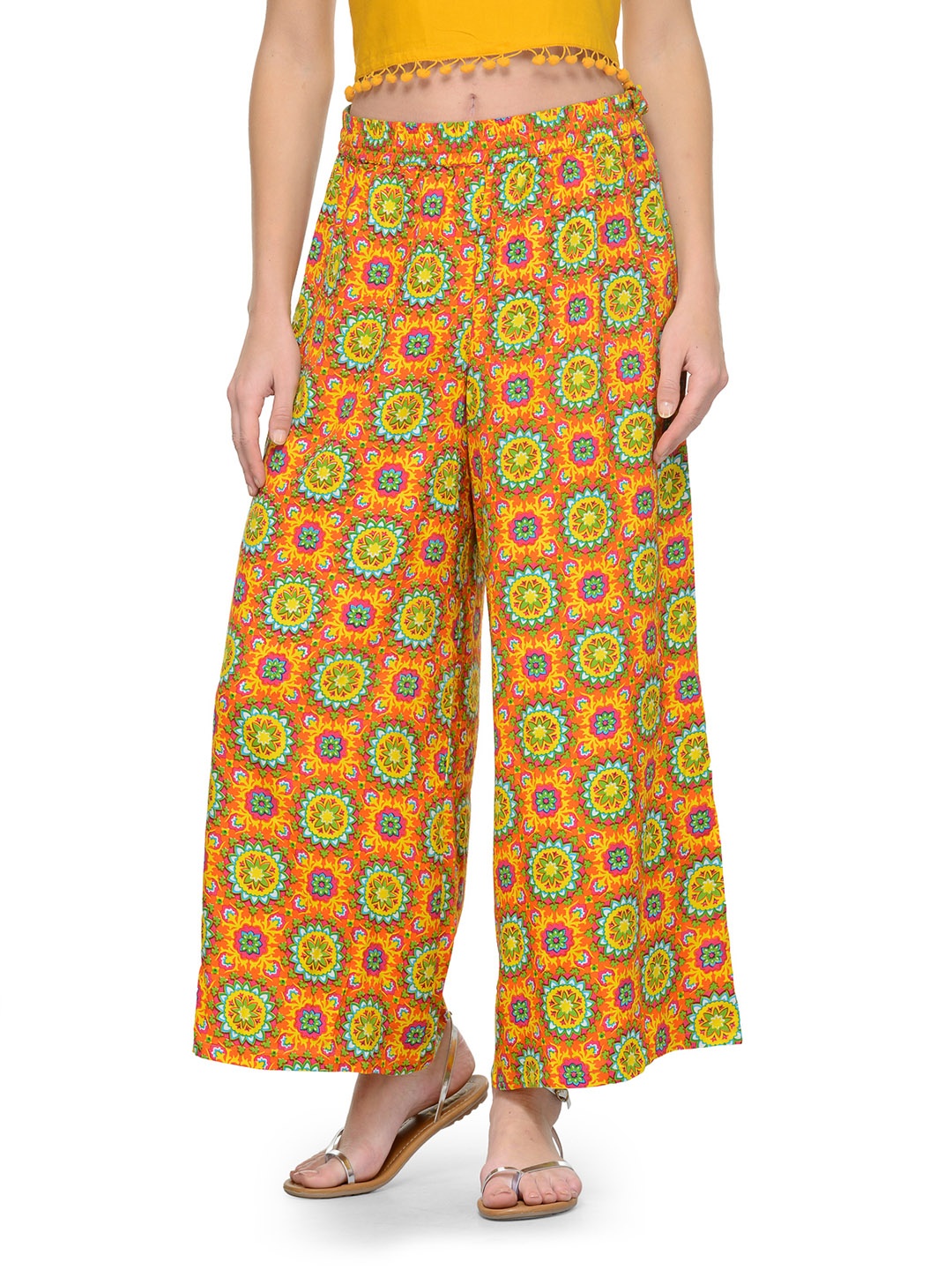 

Varanga Women Orange Straight Printed Palazzos