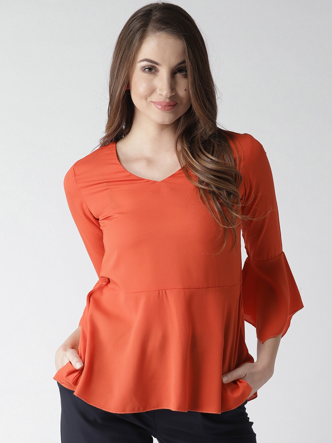 

Style Quotient Women Orange Solid A-Line Top