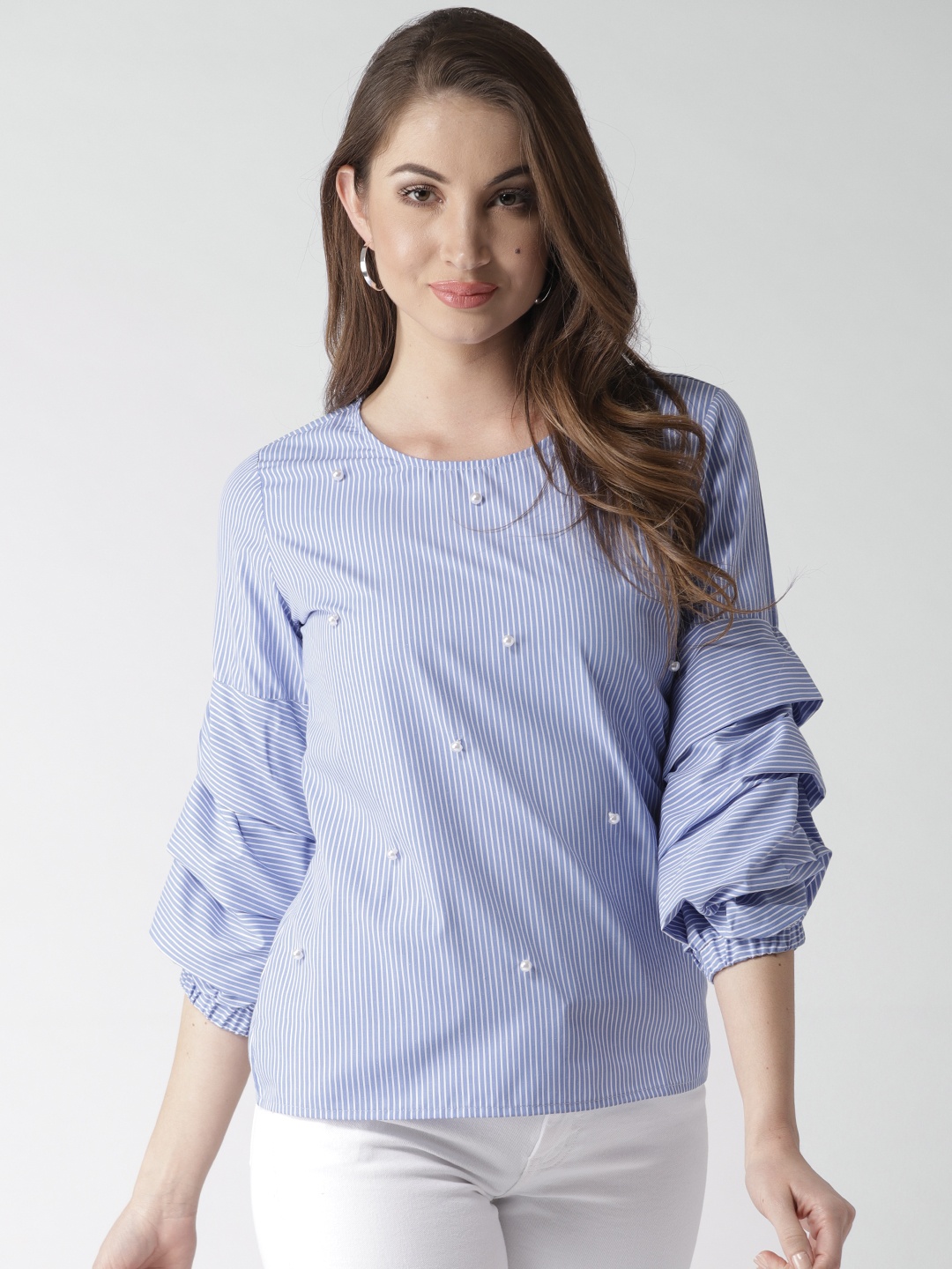 

Style Quotient Blue Vertical Striped Top