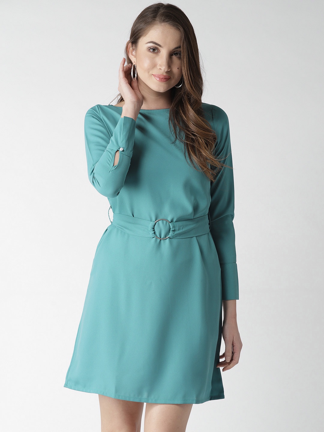 

Style Quotient Women Teal Green Solid A-Line Dress