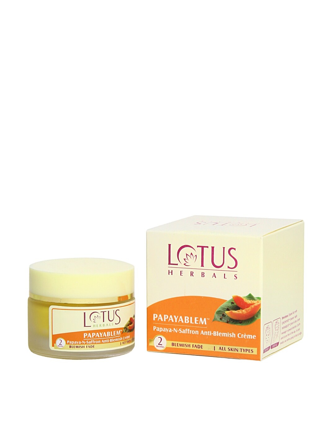 

Lotus Herbals Sustainable PAPAYABLEM Papaya-N-Saffron Anti-Blemish Creme 50g, Cream