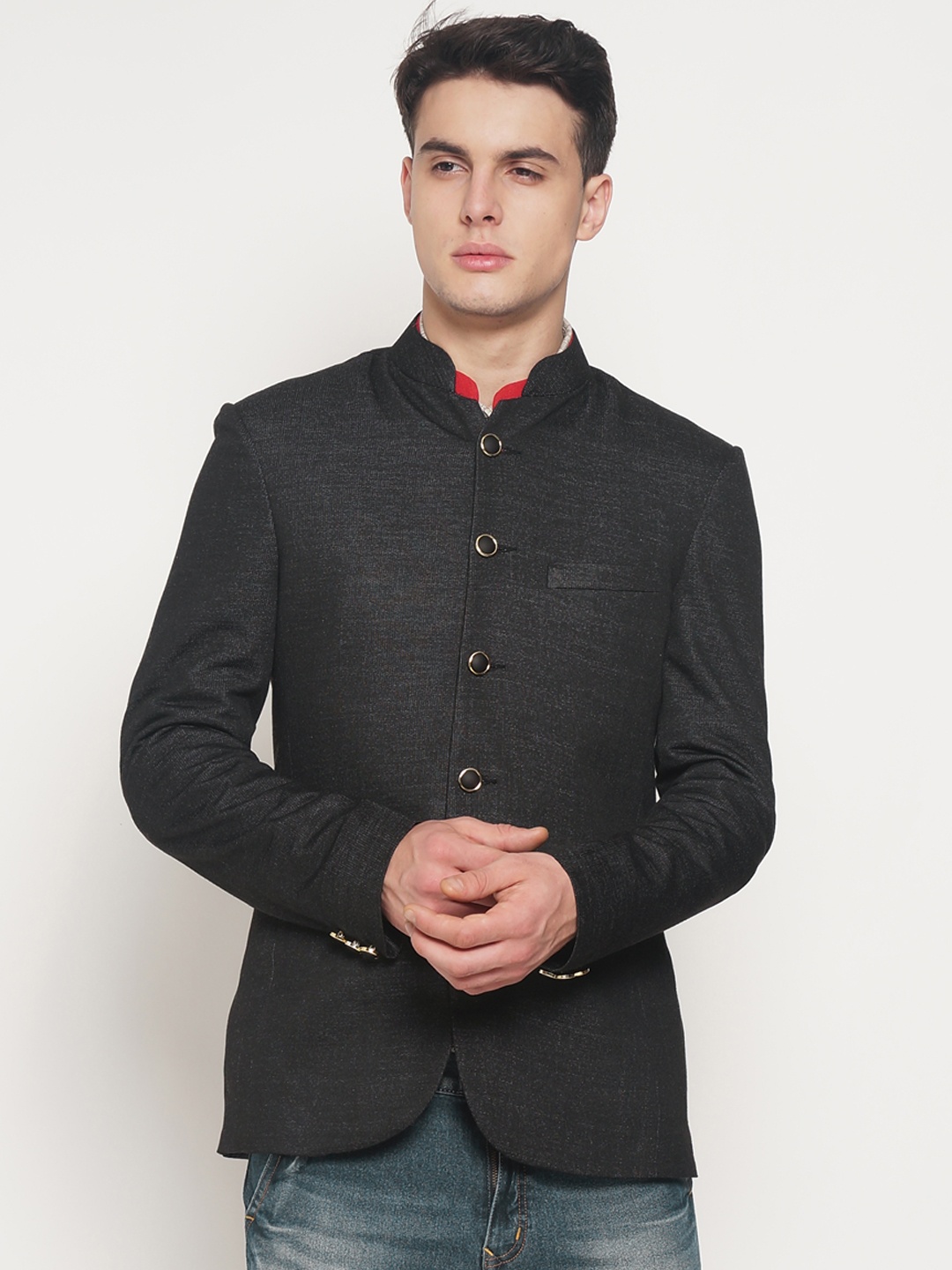 

The Indian Garage Co Black Solid Slim Fit Single-Breasted Casual Blazer, Brown