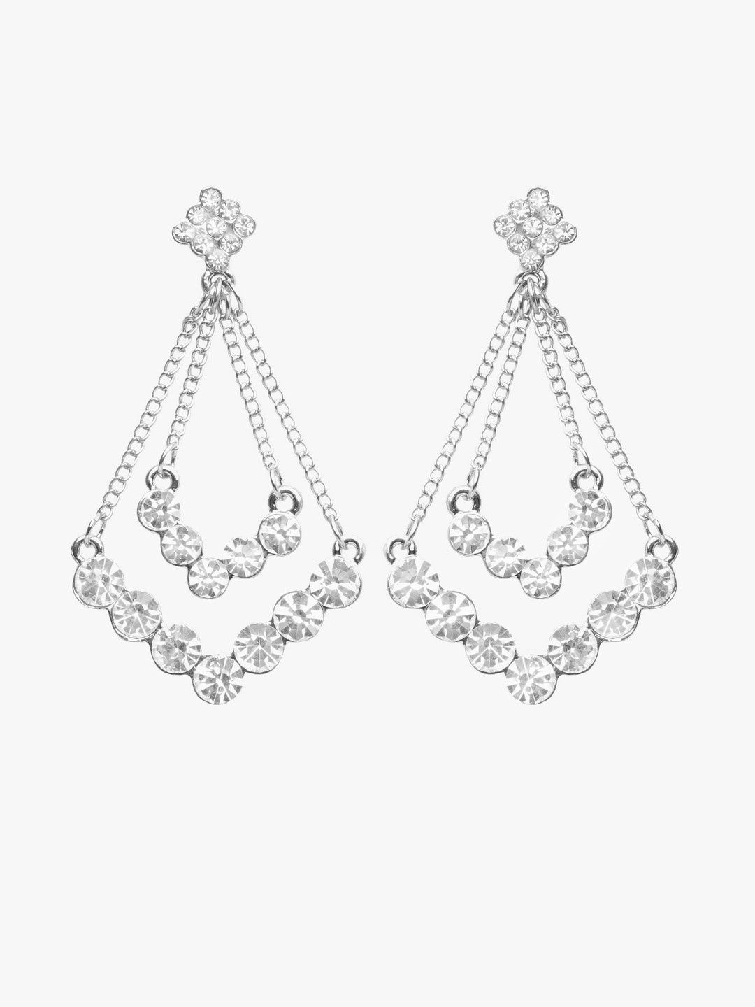 

Moedbuille Silver-Toned Triangular Drop Earrings