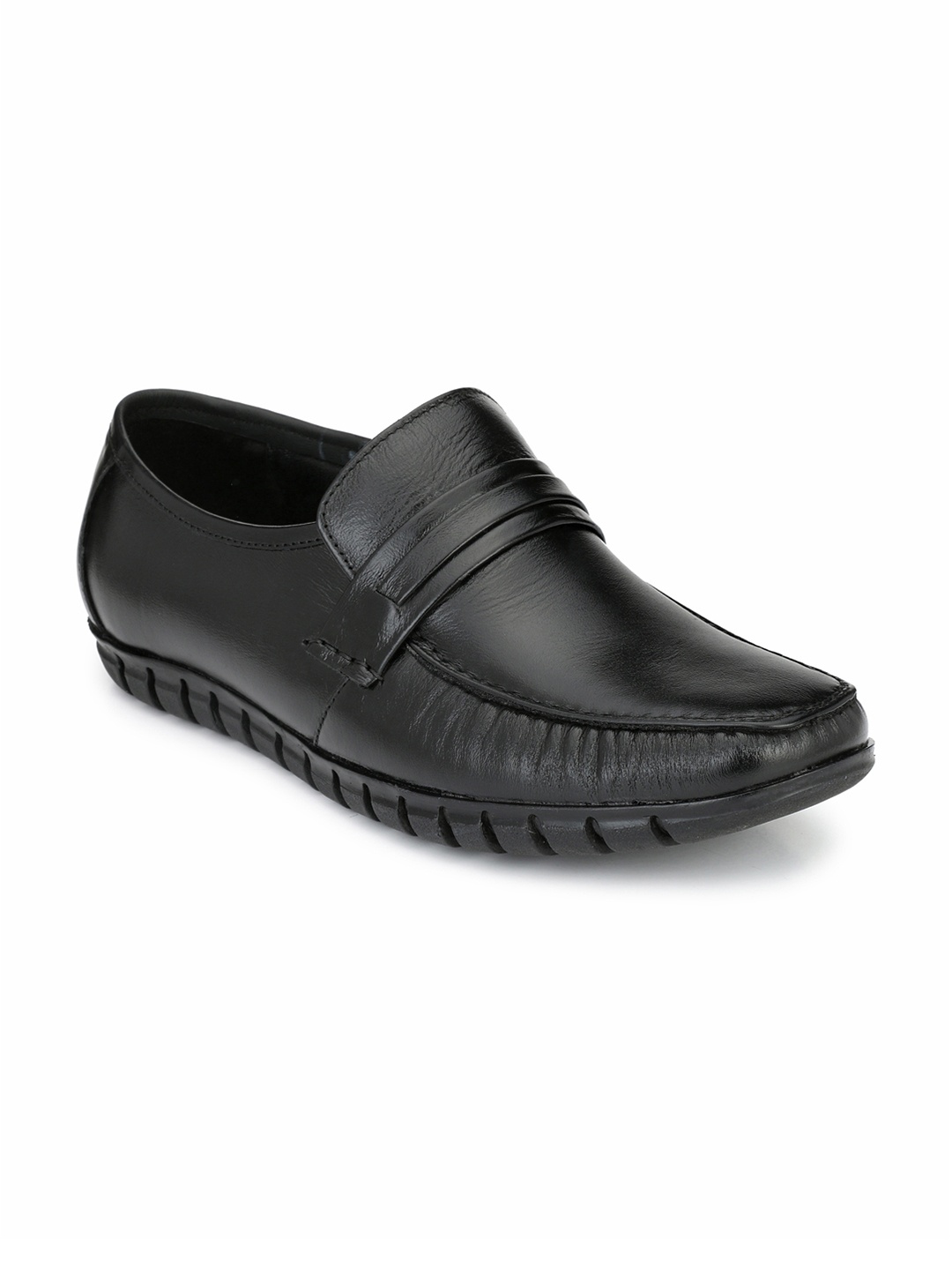 

Fentacia Men Black Formal Leather Slip-On Shoes