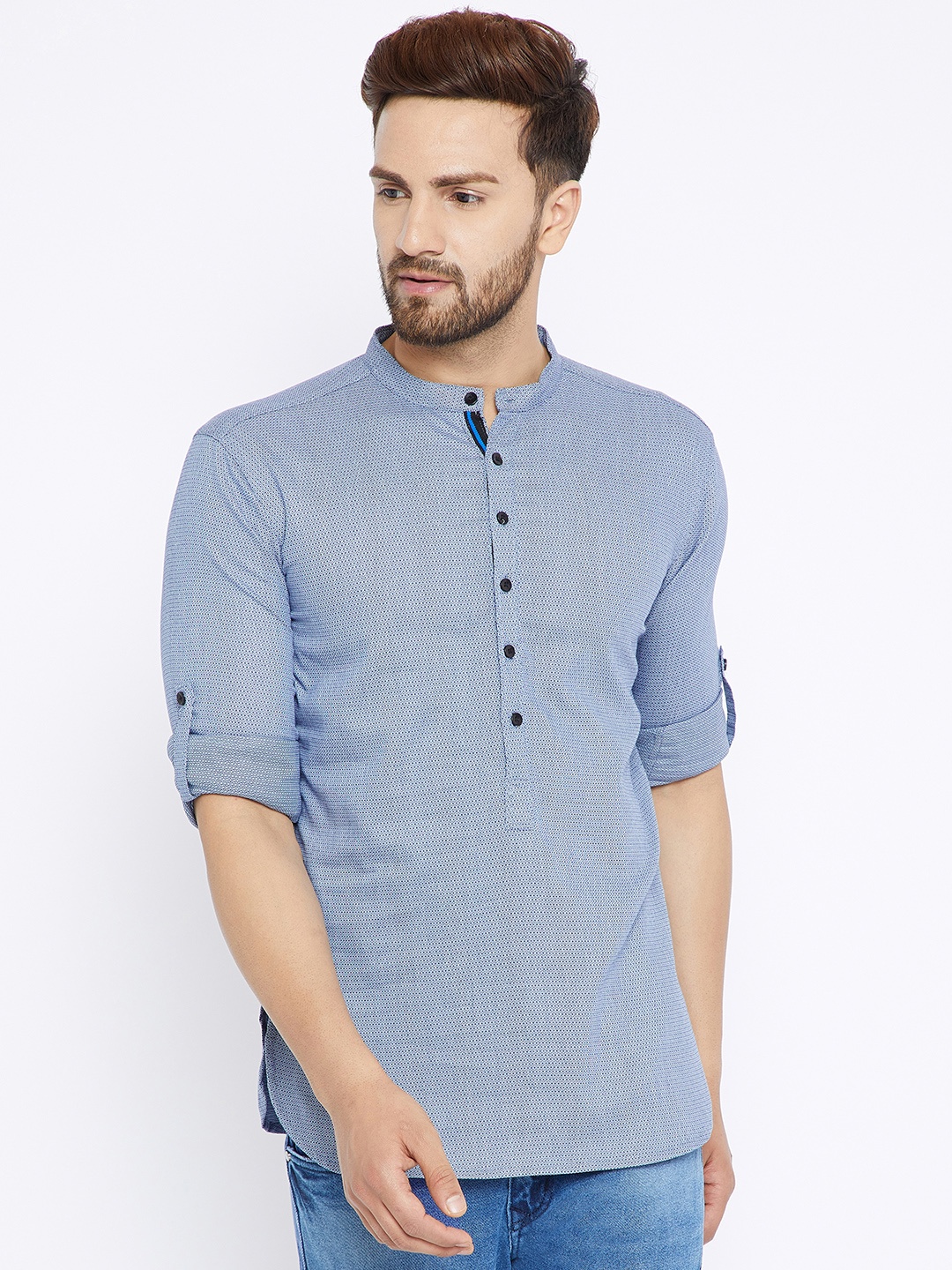 

even Men Blue Solid Straight Kurta