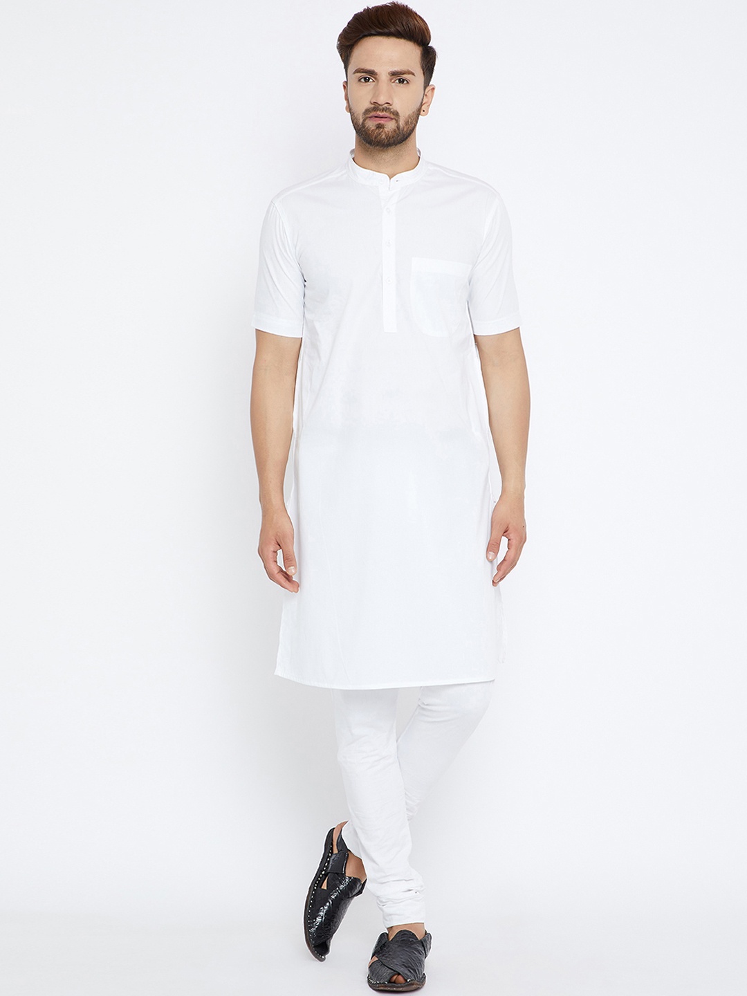 

even Men White Solid A-Line Kurta