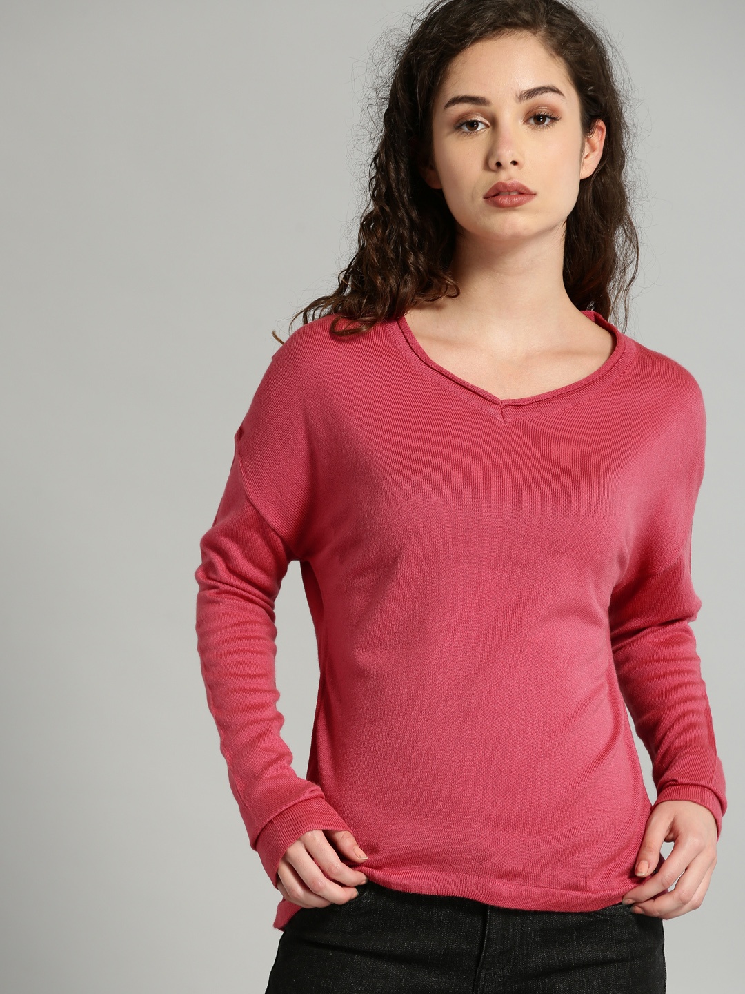 

Roadster Women Pink Solid Pullover