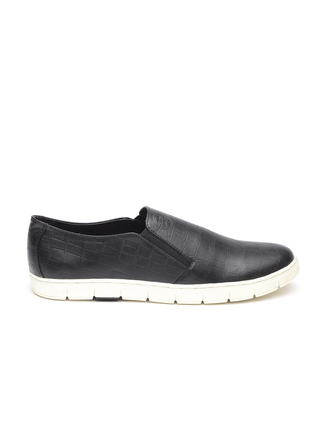 

Carlton London Men Black Croc-Textured Slip-On Sneakers