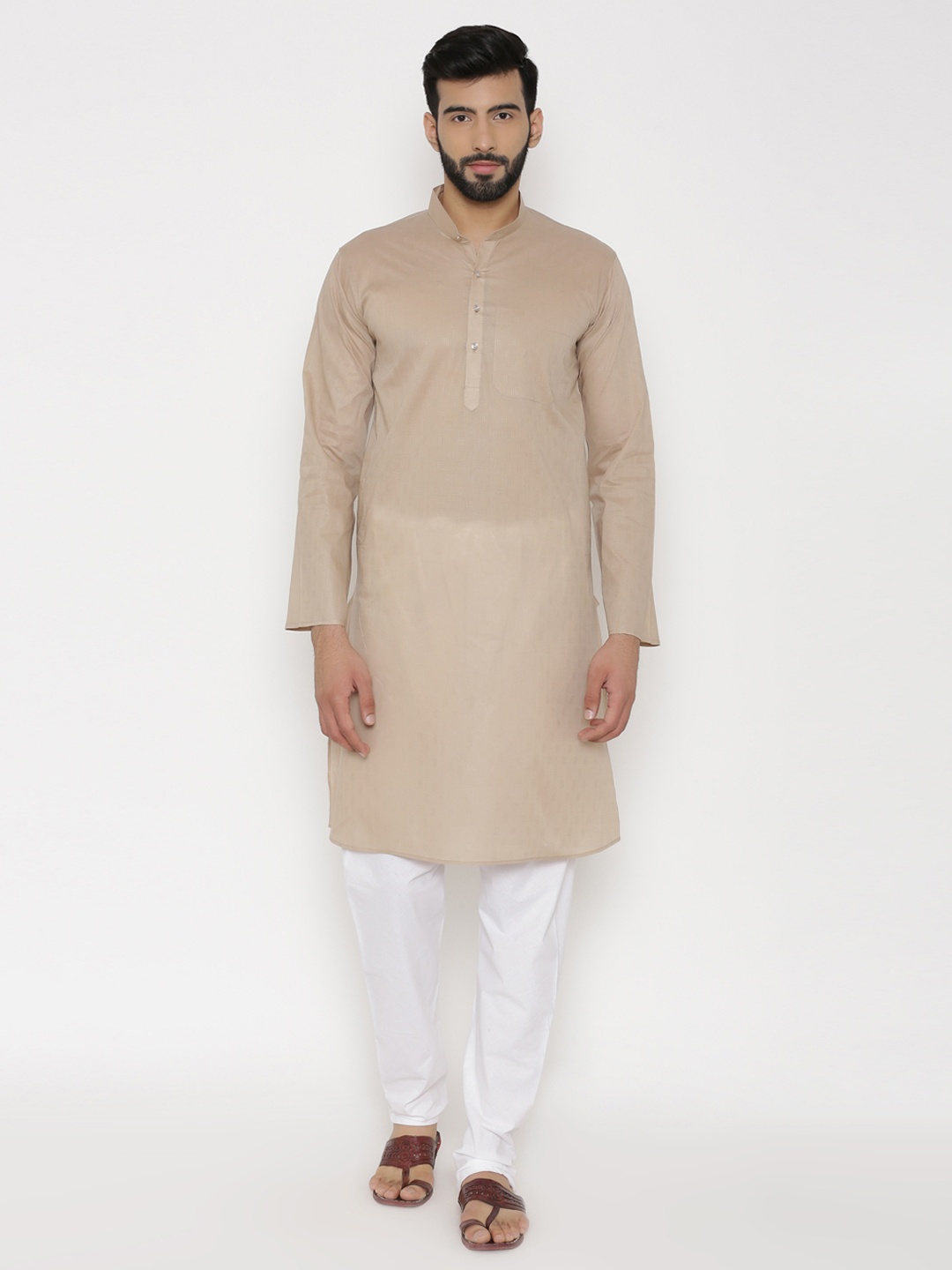 

Wintage Men Beige Solid Straight Kurta
