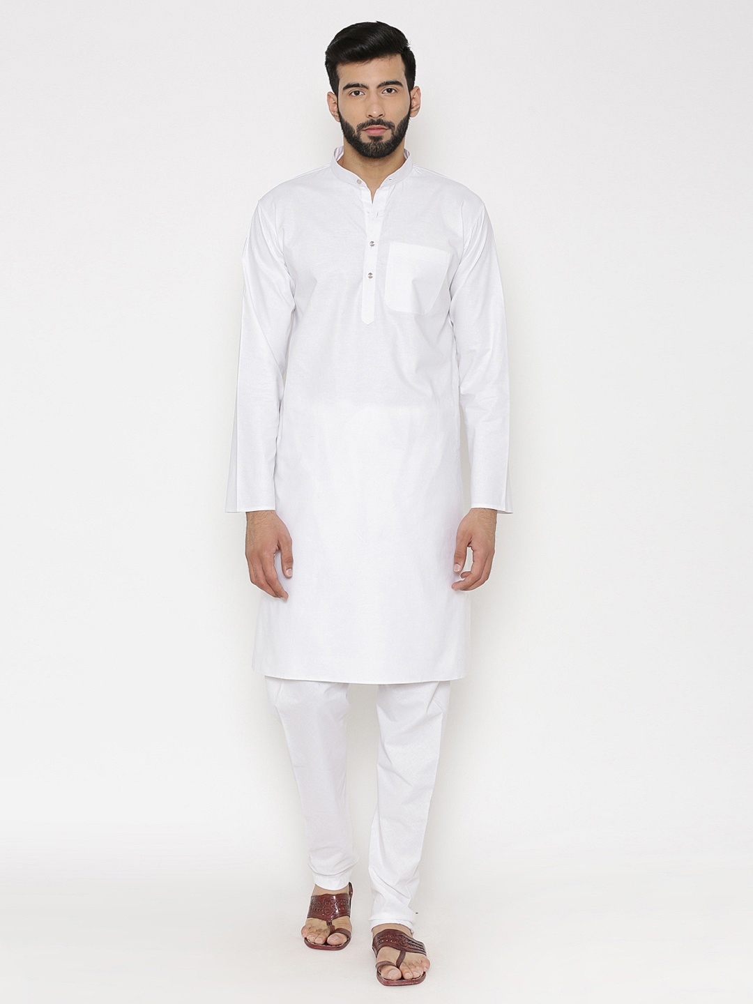 

Wintage Men White Solid Straight Kurta