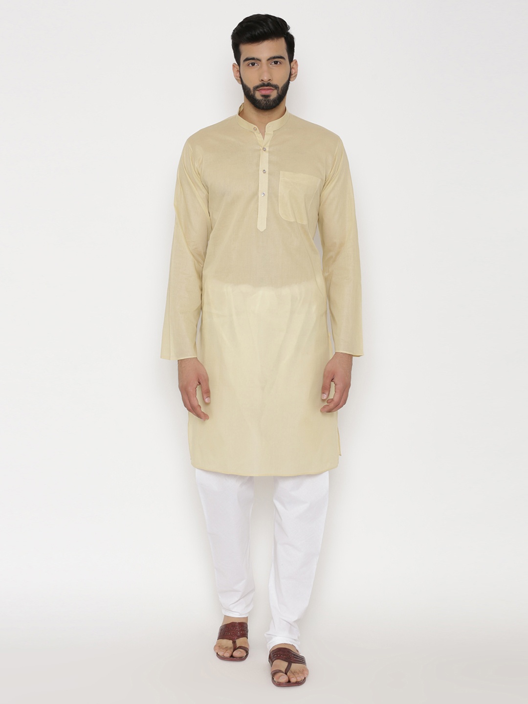 

Wintage Men Beige Solid Straight Kurta