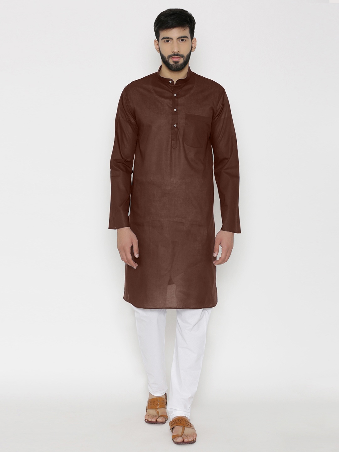 

Wintage Men Brown Solid Straight Kurta