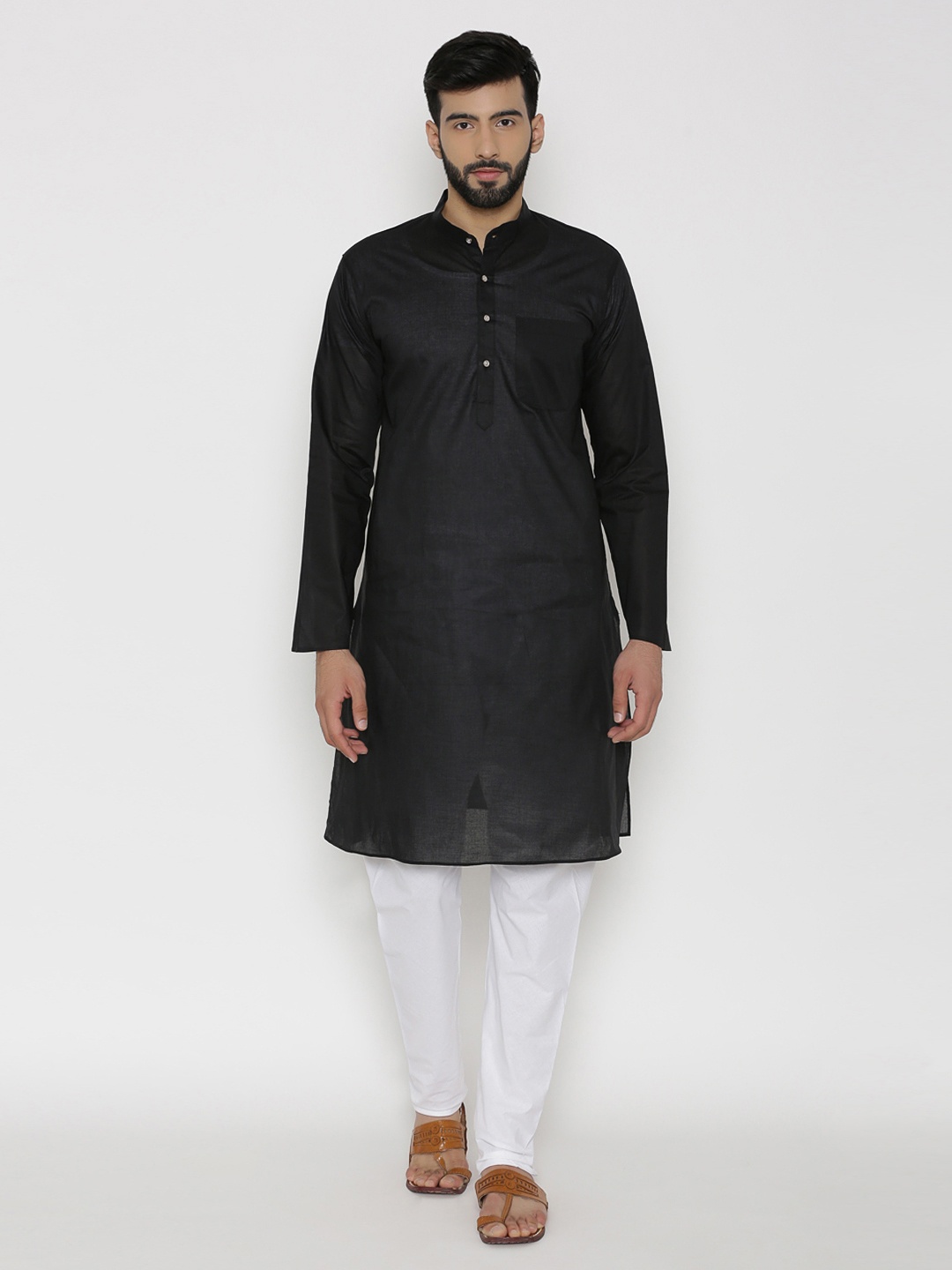 

Wintage Men Black Solid Straight Kurta