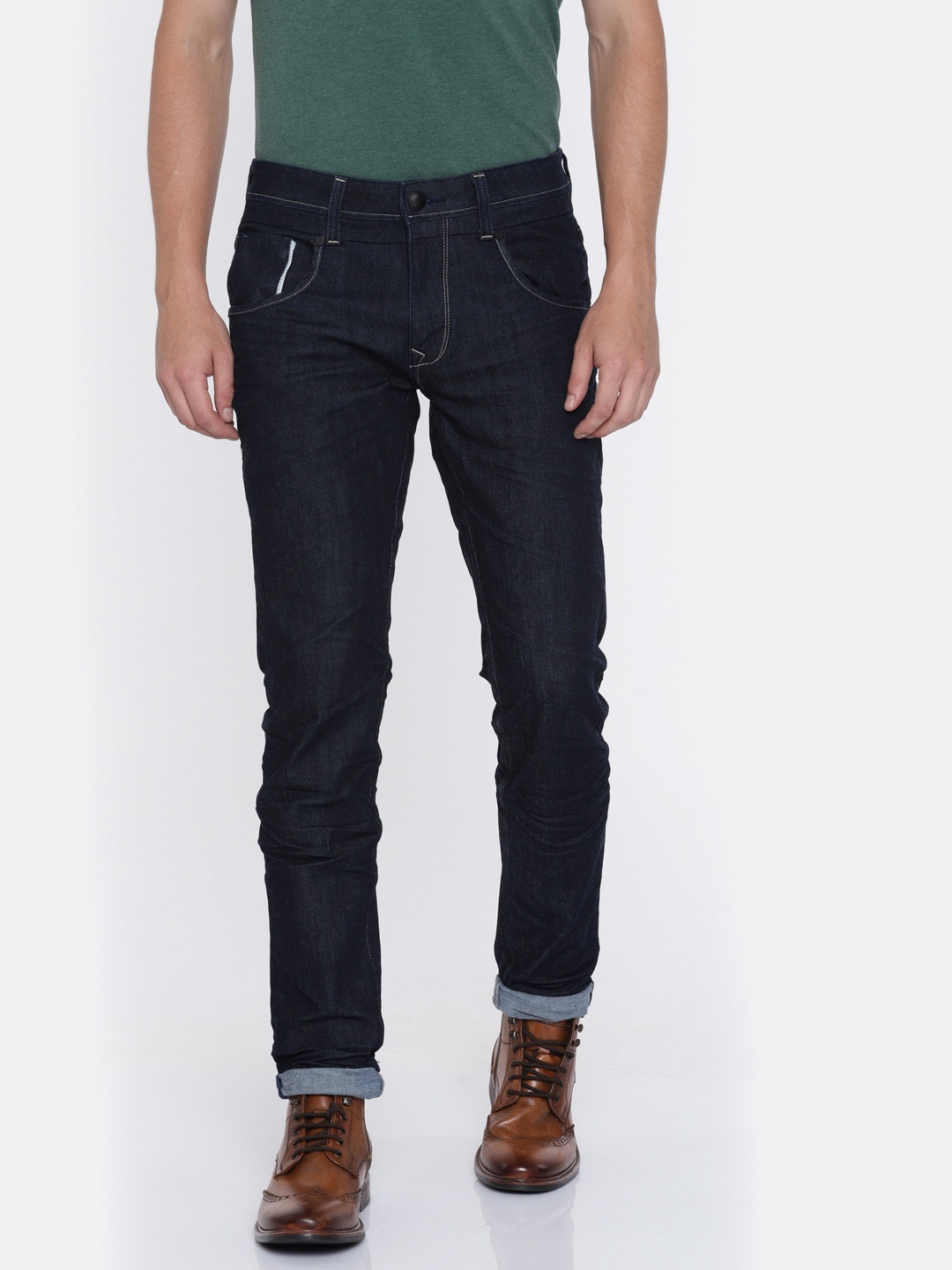 

Ed Hardy Men Navy Comfort Slim Fit Mid-Rise Clean Look Stretchable Jeans, Navy blue