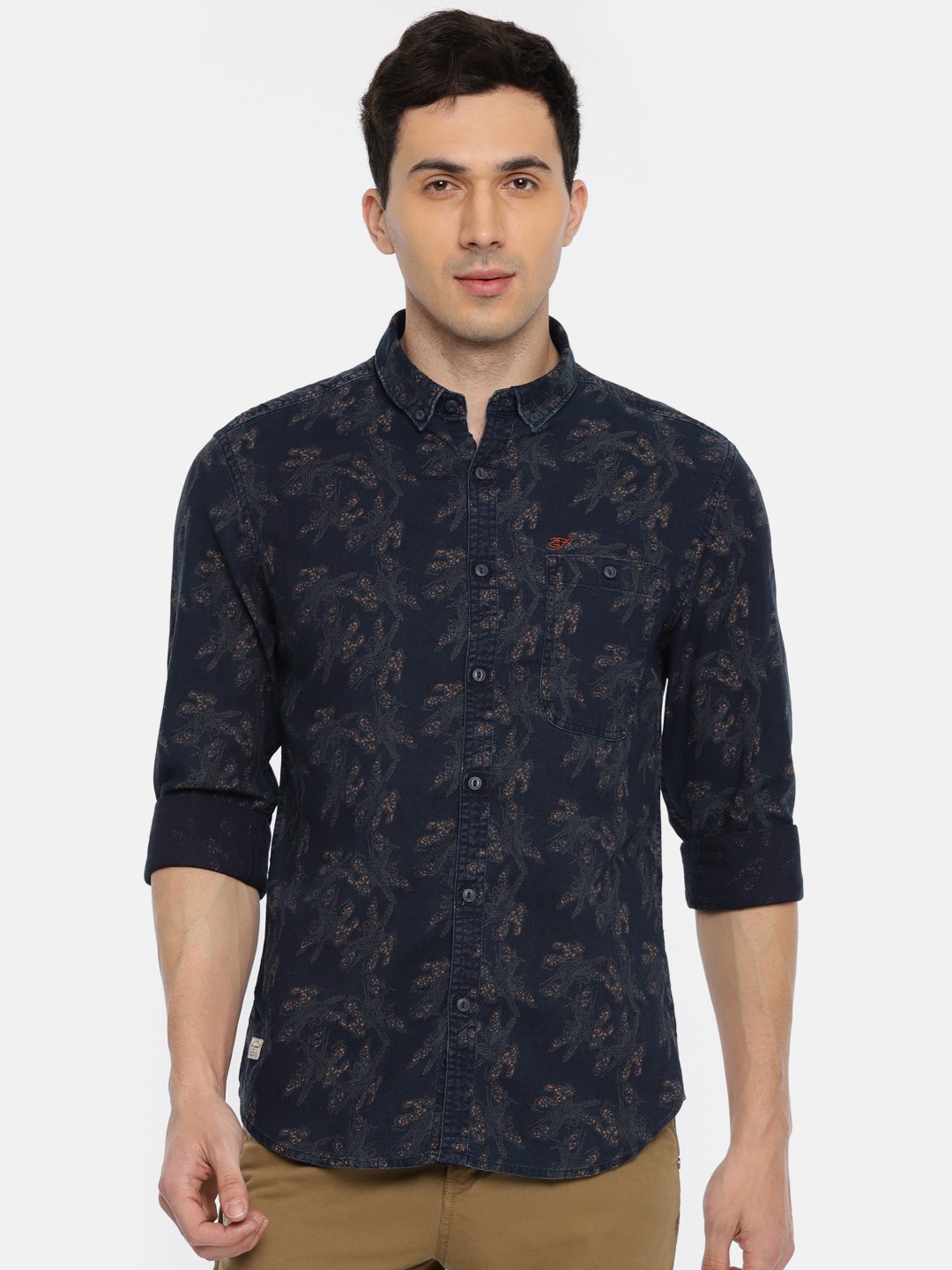 

Ed Hardy Men Blue Slim Fit Printed Casual Shirt