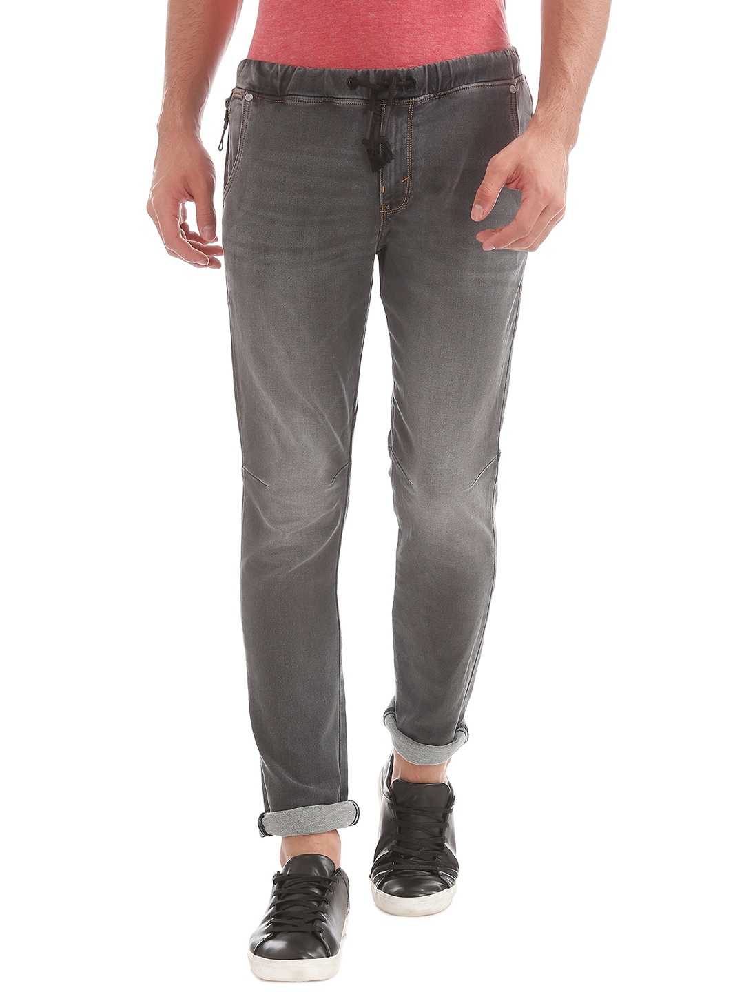

Ed Hardy Men Grey Jogger Mid-Rise Clean Look Stretchable Jeans
