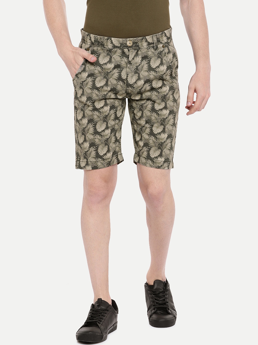 

Ed Hardy Men Olive Green Printed Regular Fit Regular Shorts