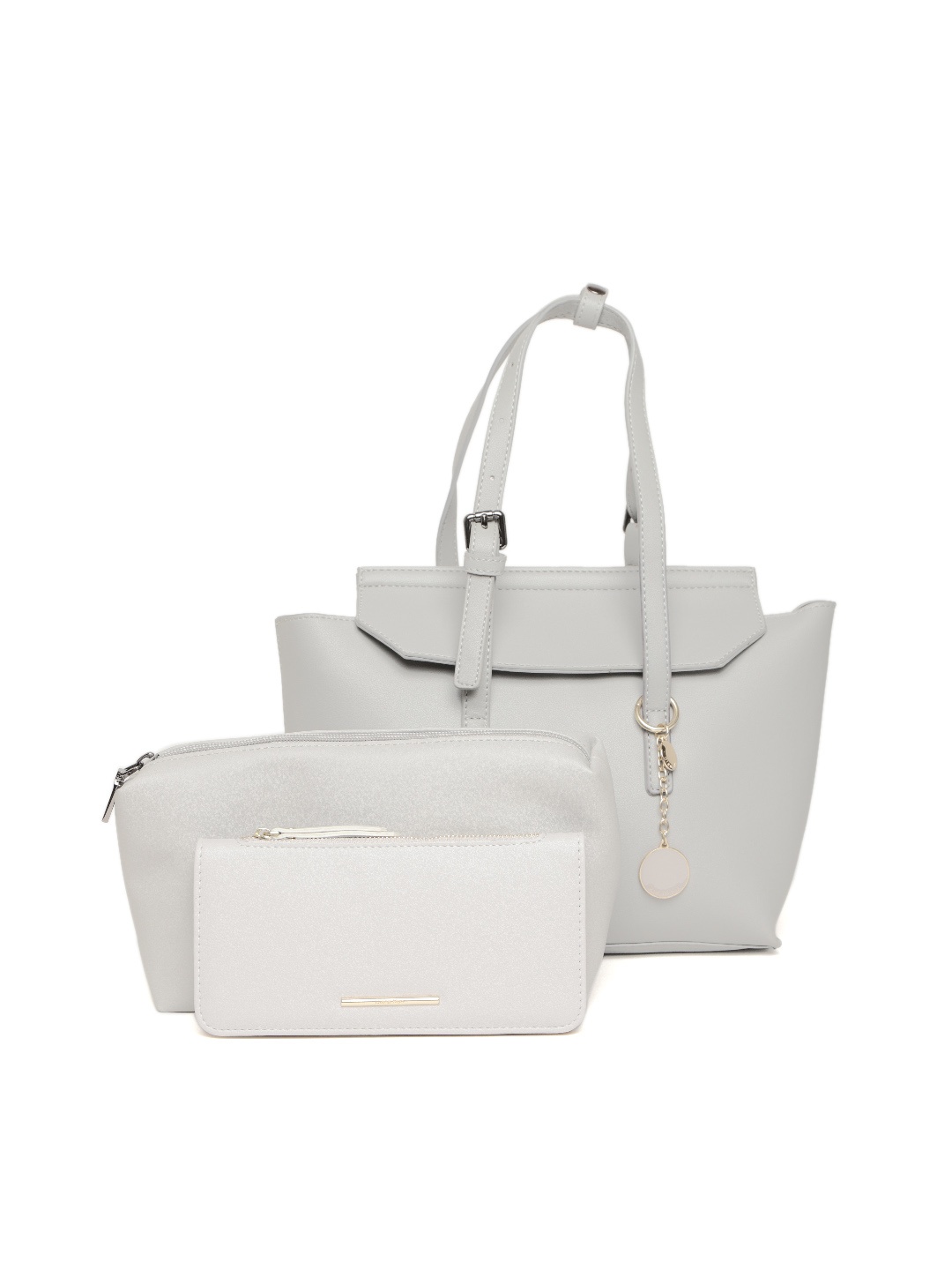 

Diana Korr Set of Grey Solid Handheld Bag & Wallet