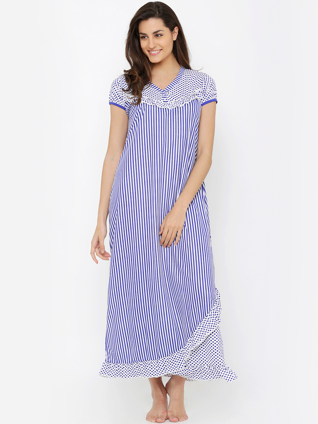 

Pretty Awesome Blue & White Striped Nightdress