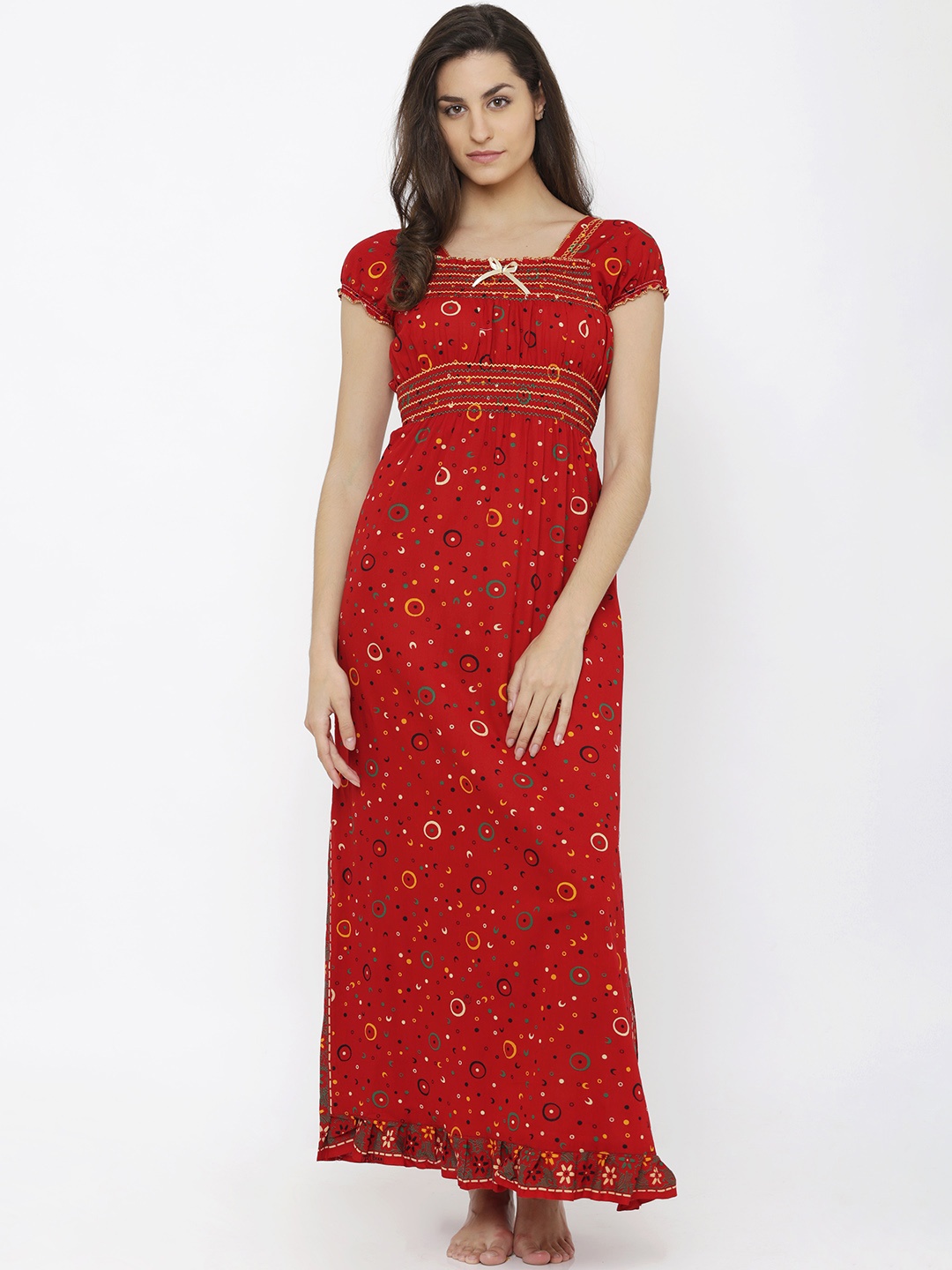 

Pretty Awesome Red Printed Nightdress