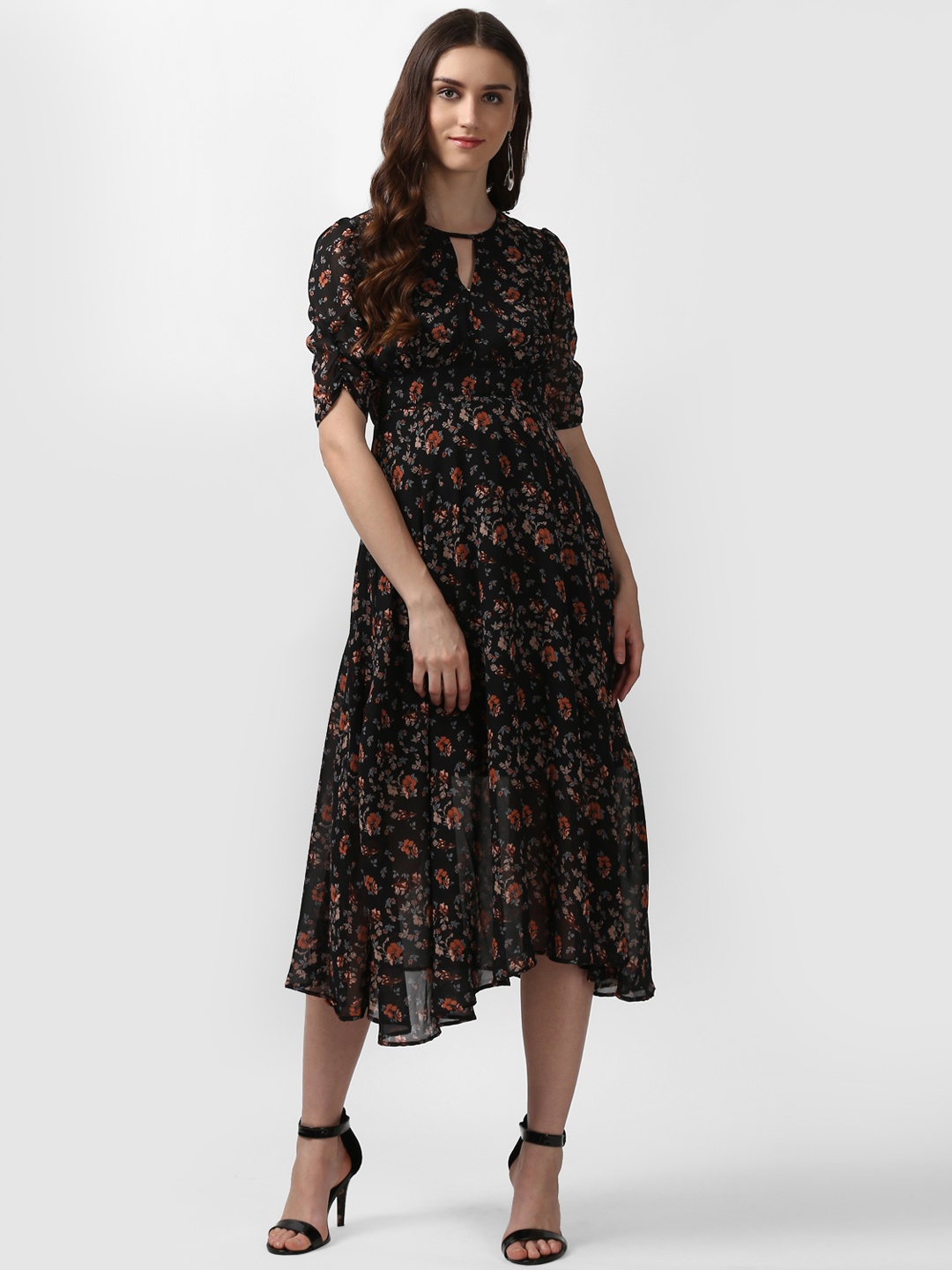 

Nun Women Black Printed Fit and Flare Dress