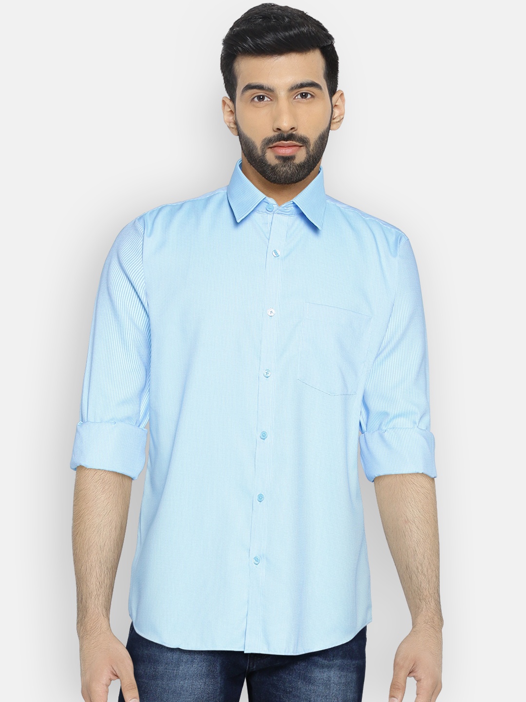 

Park Avenue Men Blue Slim Fit Self-Design Formal Shirt