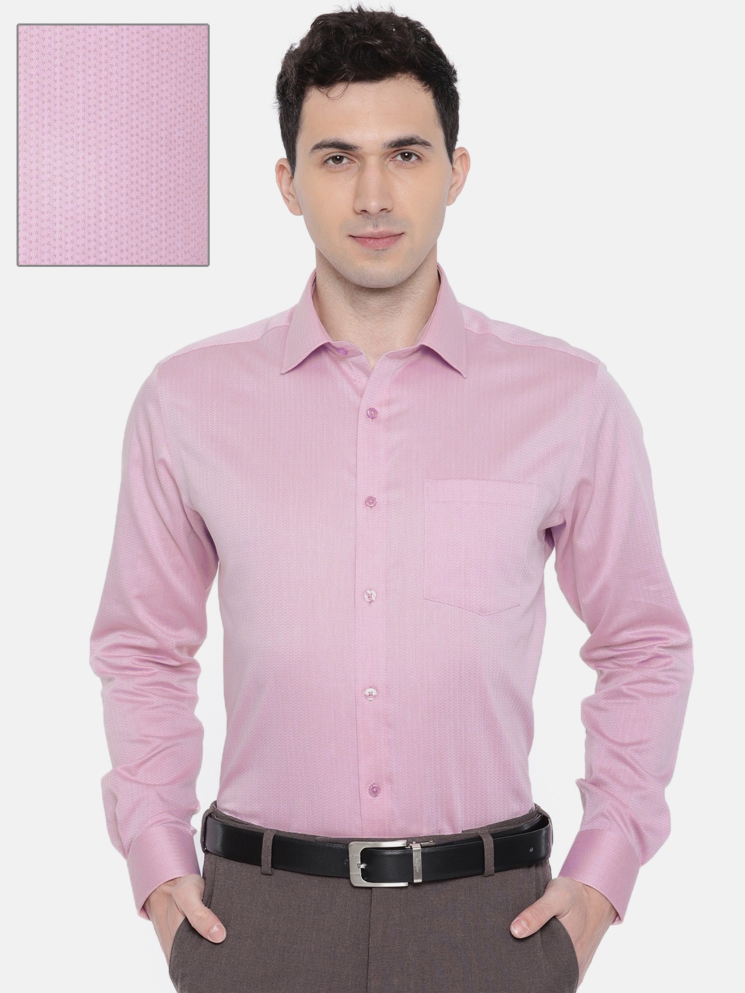 

Park Avenue Men Pink Regular Fit Self Design Formal Shirt