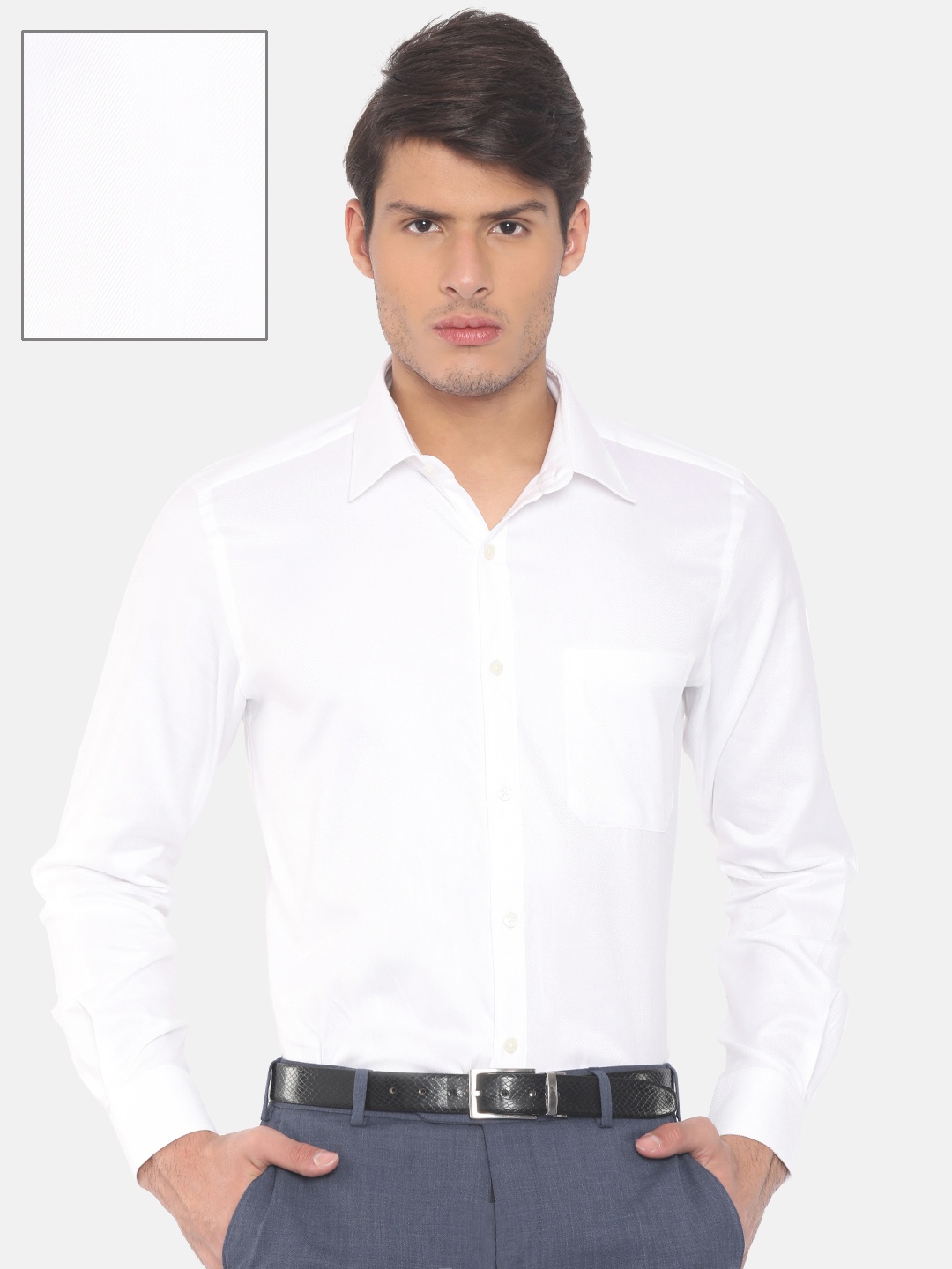 

Raymond Men White Contemporary Regular Fit Solid Formal Shirt