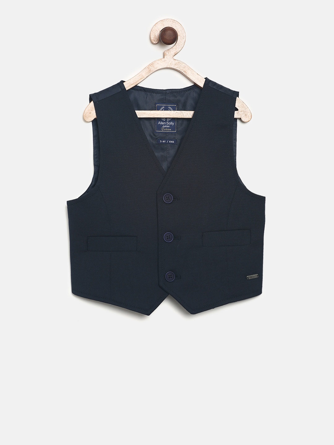 

Allen Solly Junior Boys Blue Pure Cotton Waistcoat, Navy blue