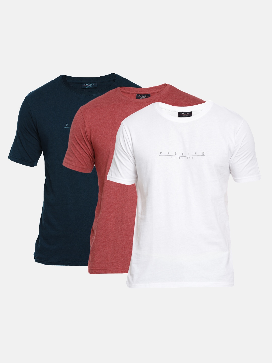 

Proline Active Pack of 3 Pure Cotton T-shirts, Navy blue