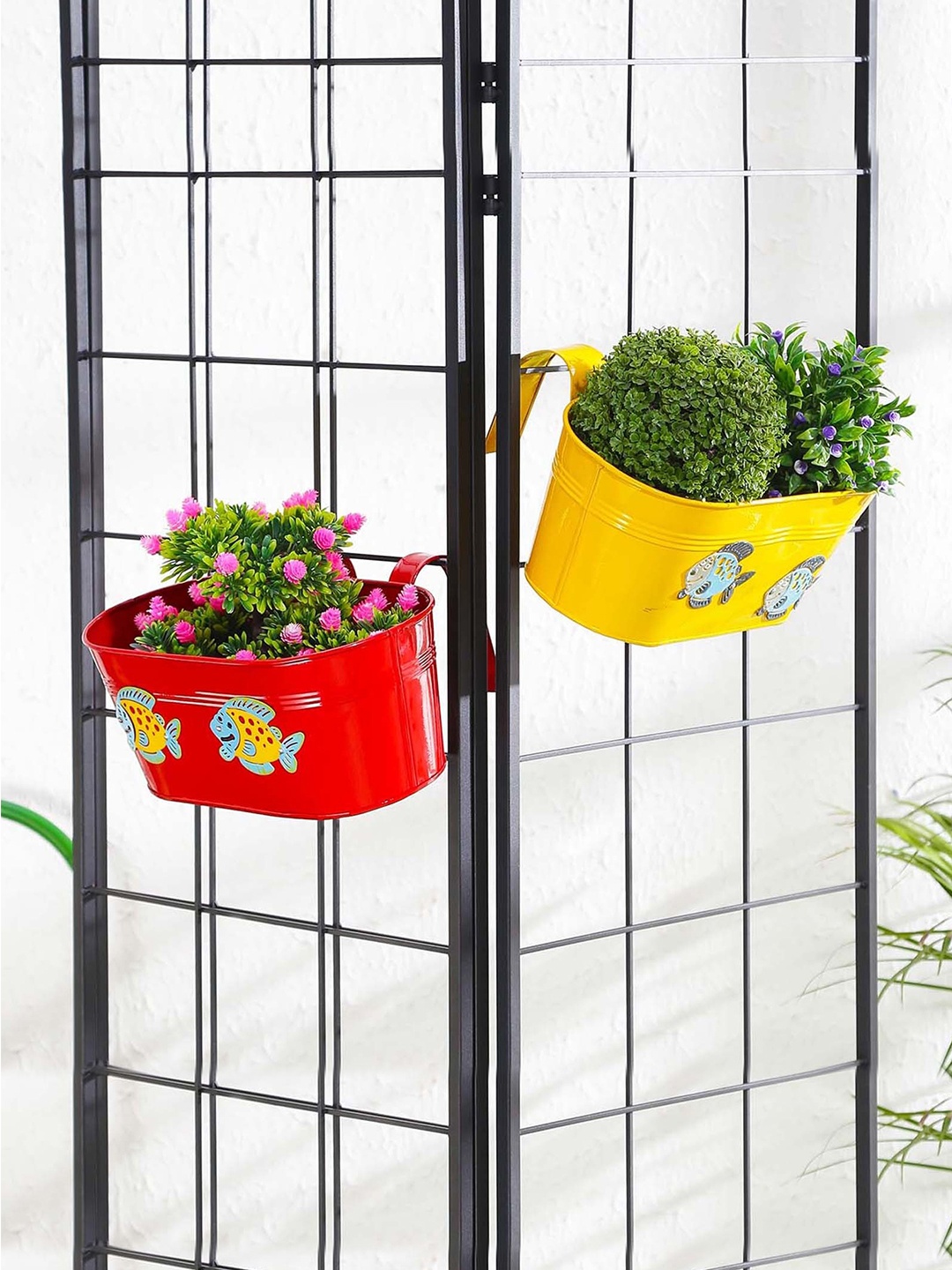 

green girgit Set Of 2 Planters, Yellow