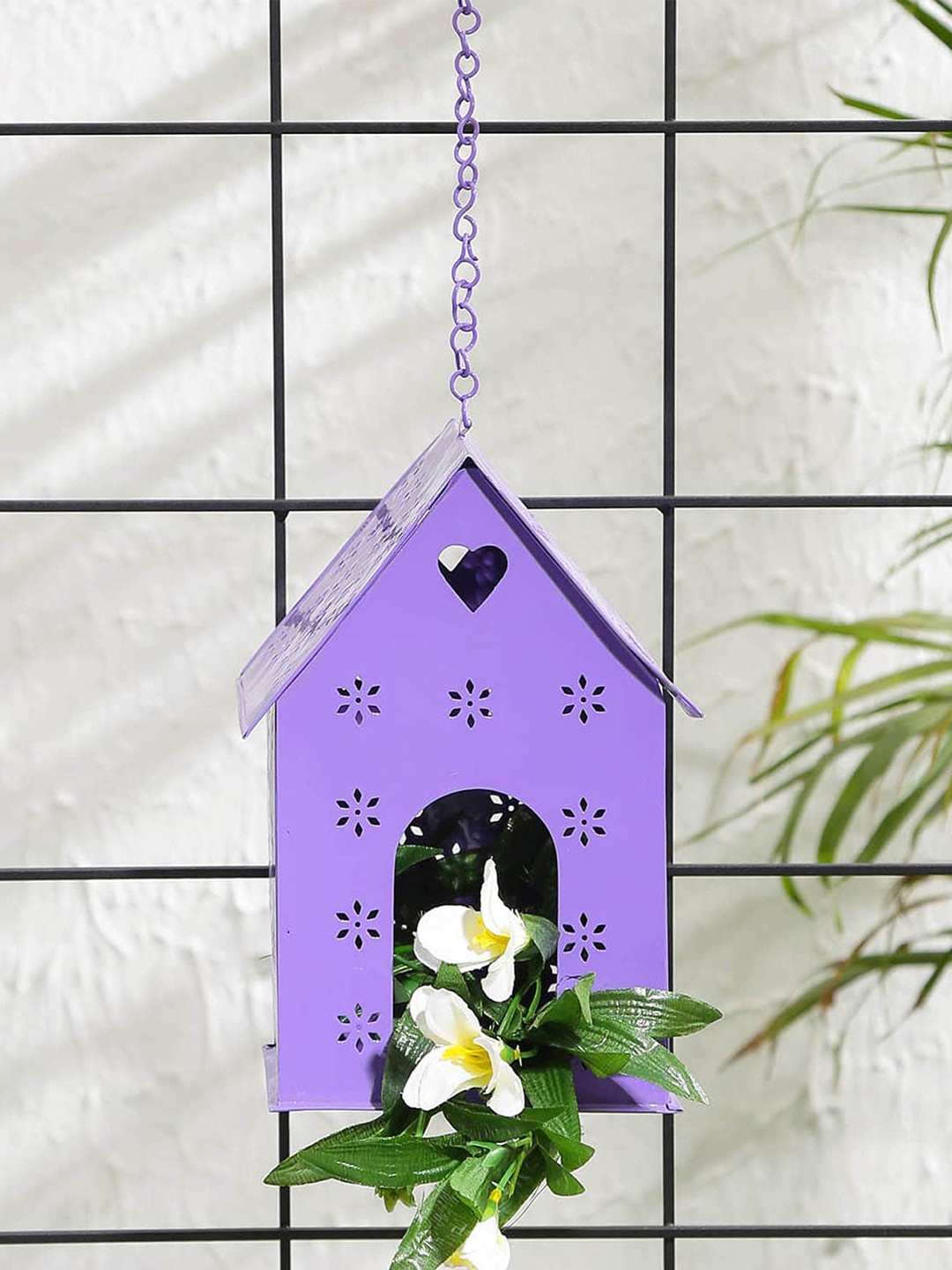 

green girgit Purple Hut Shape Bird House Planter