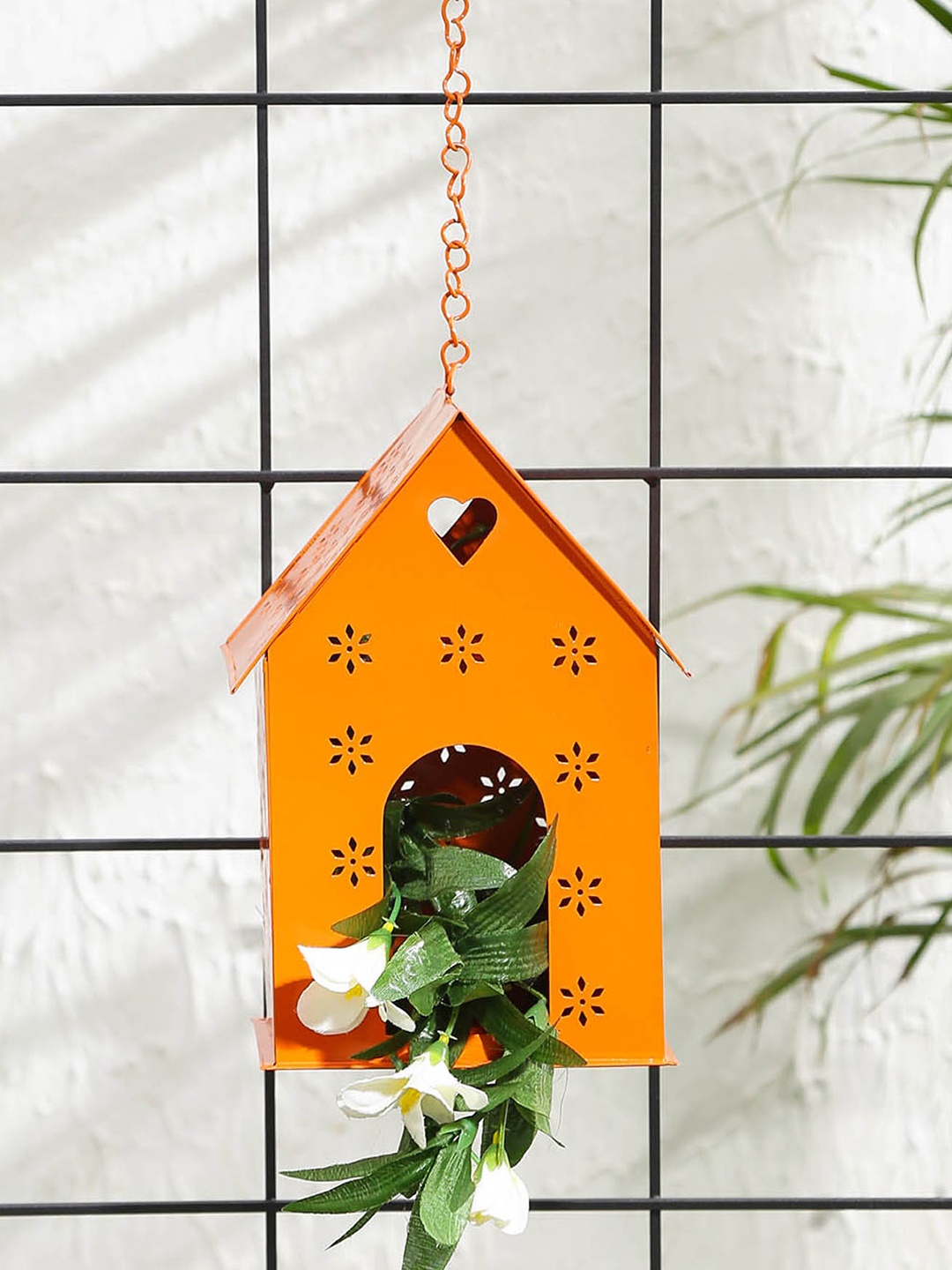 

green girgit Orange Hut Shape Bird House Planter