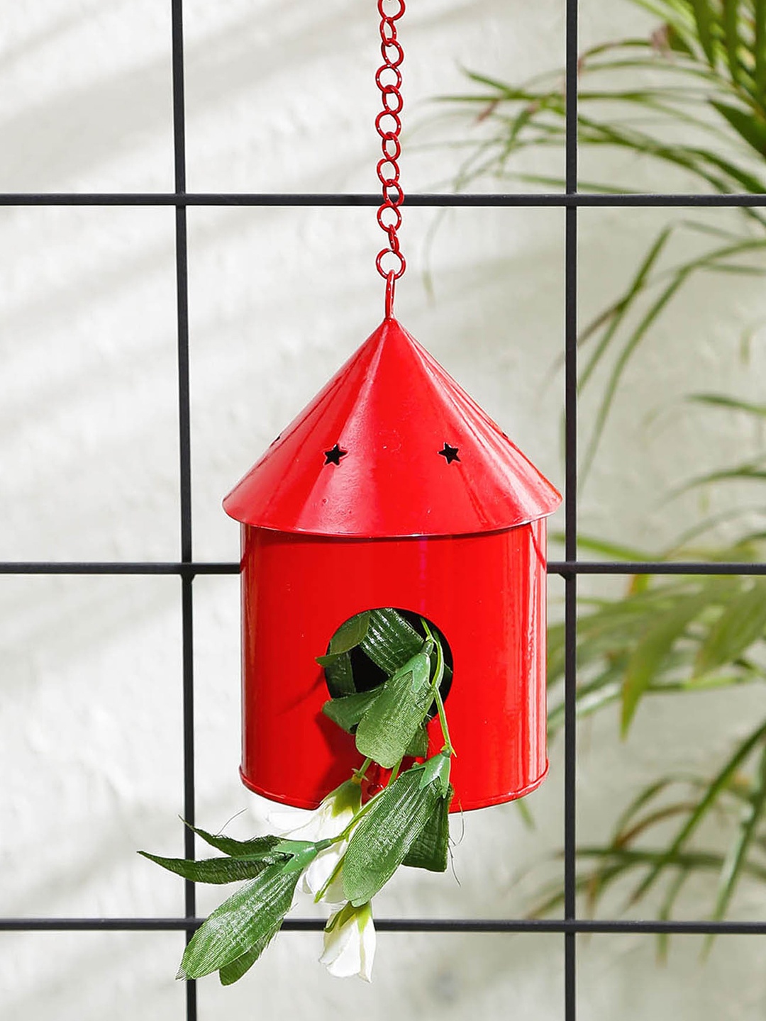 

green girgit Red Round Hut Bird House Planter