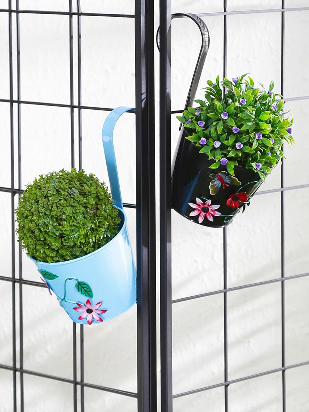 

green girgit Set Of 2 Planters, Black