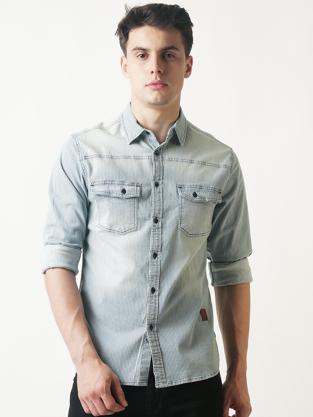 

Blue Saint Men Blue Smart Slim Fit Faded Casual Shirt