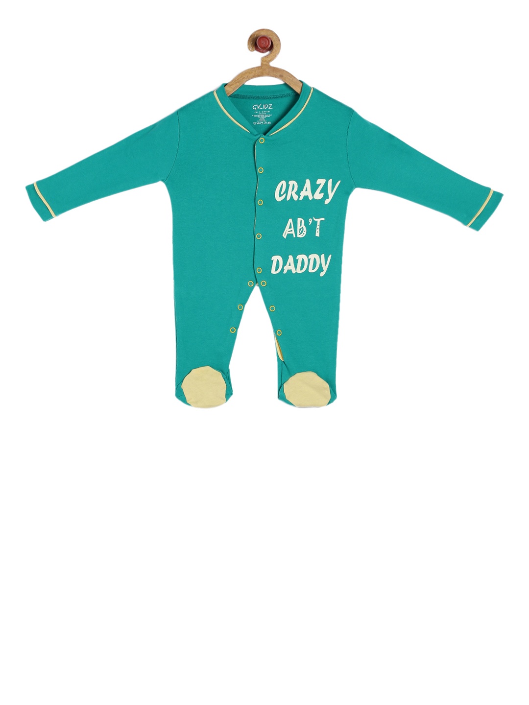 

GKIDZ Kids Turquoise Blue Printed Sleepsuit