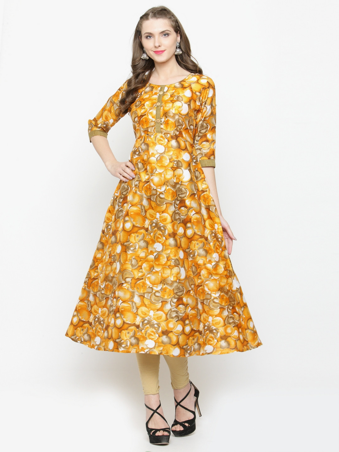 

Moedbuille Women Yellow Printed Anarkali Kurta