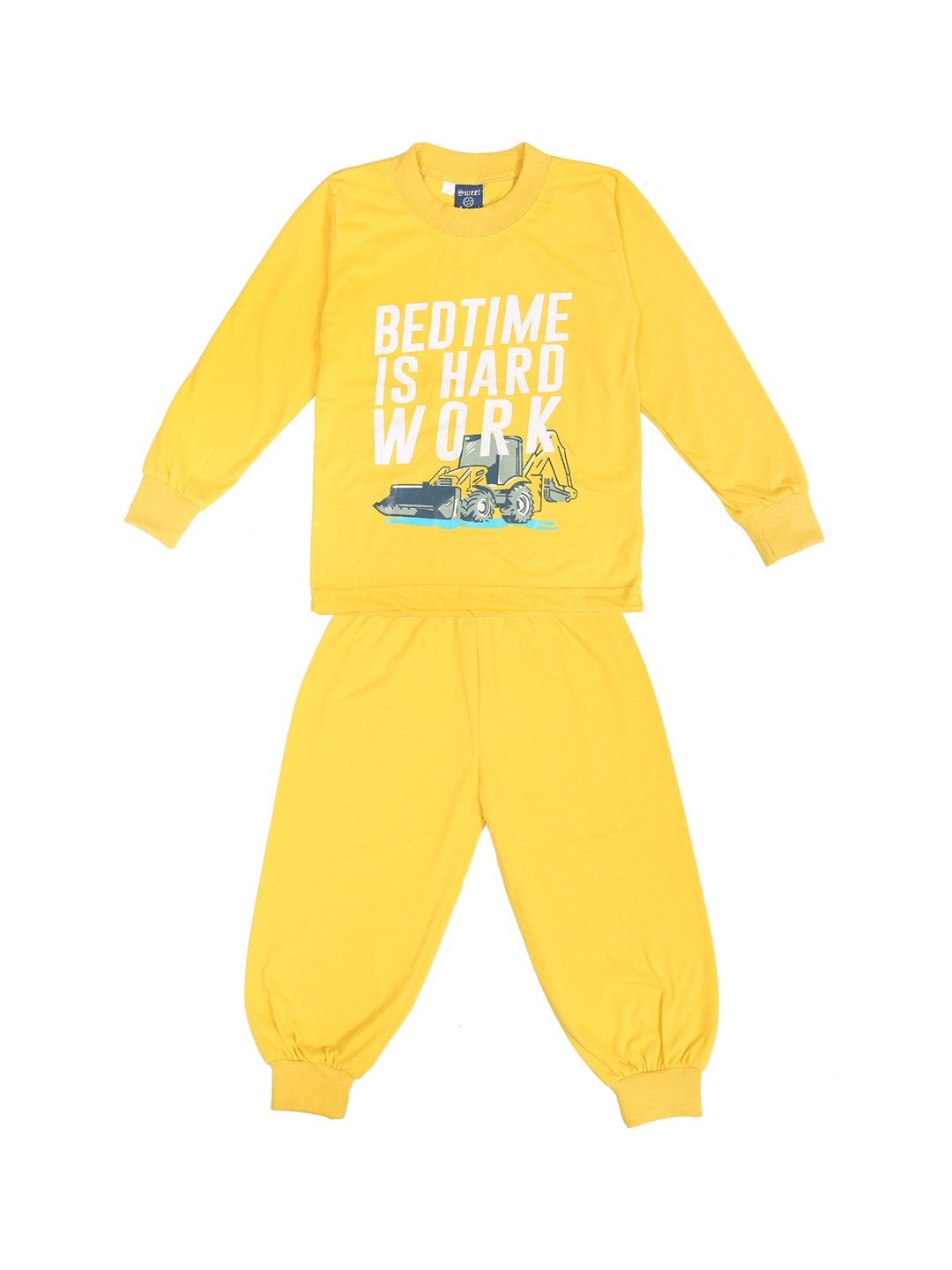 

SWEET ANGEL Unisex Yellow Printed Night suit
