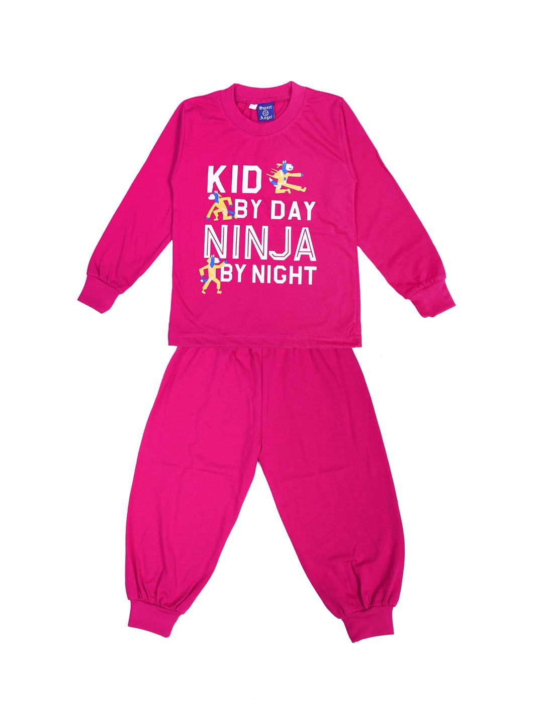 

SWEET ANGEL Kids Pink Printed Night suit